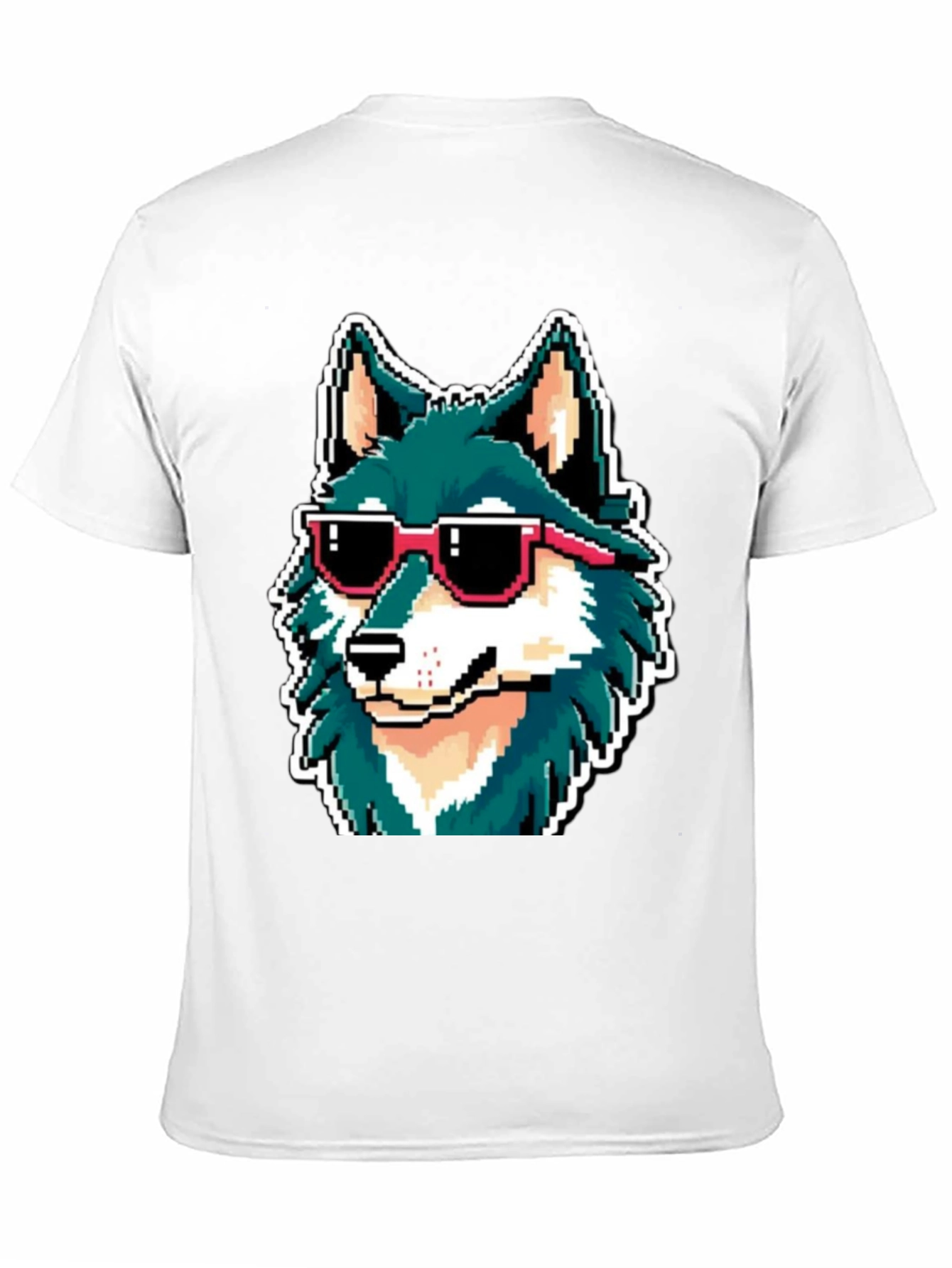 Black Cool Pixel Wolf Tee view 11