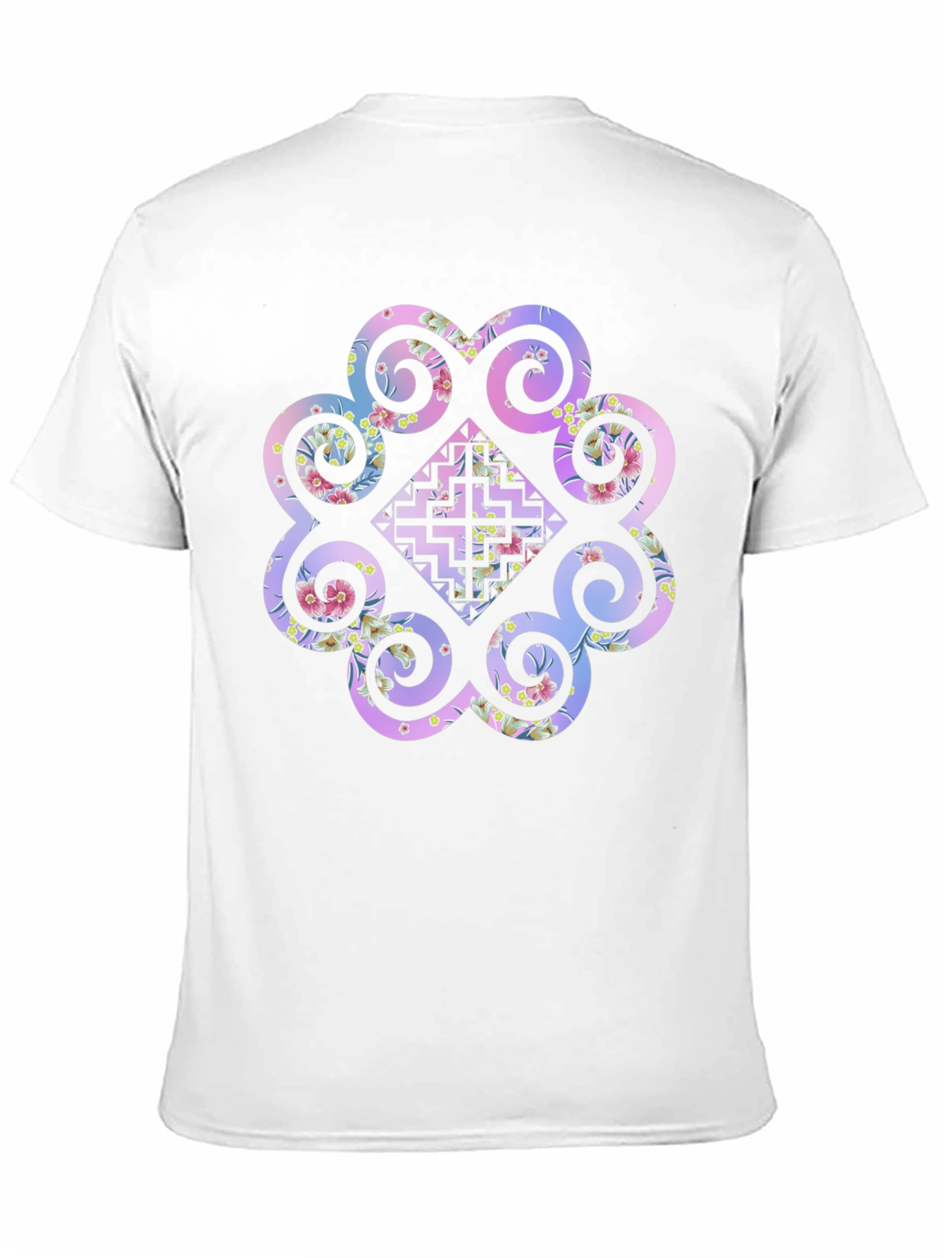 Black Floral Hmong Inspired Graphic Tee - Black Cotton Blend view 11