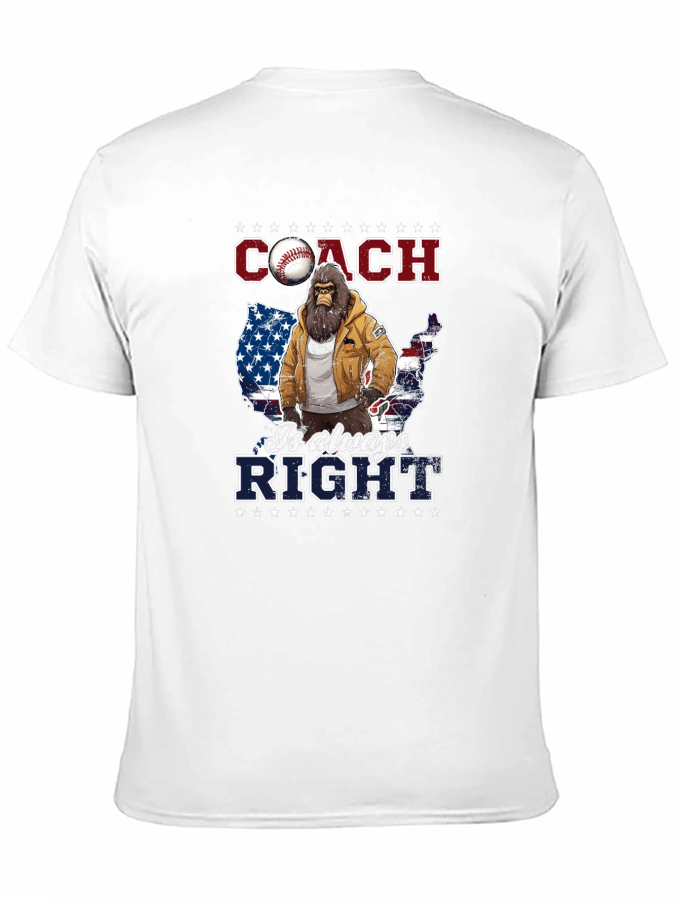 Black Coach is Always Right Bigfoot USA Flag T-Shirt view 11
