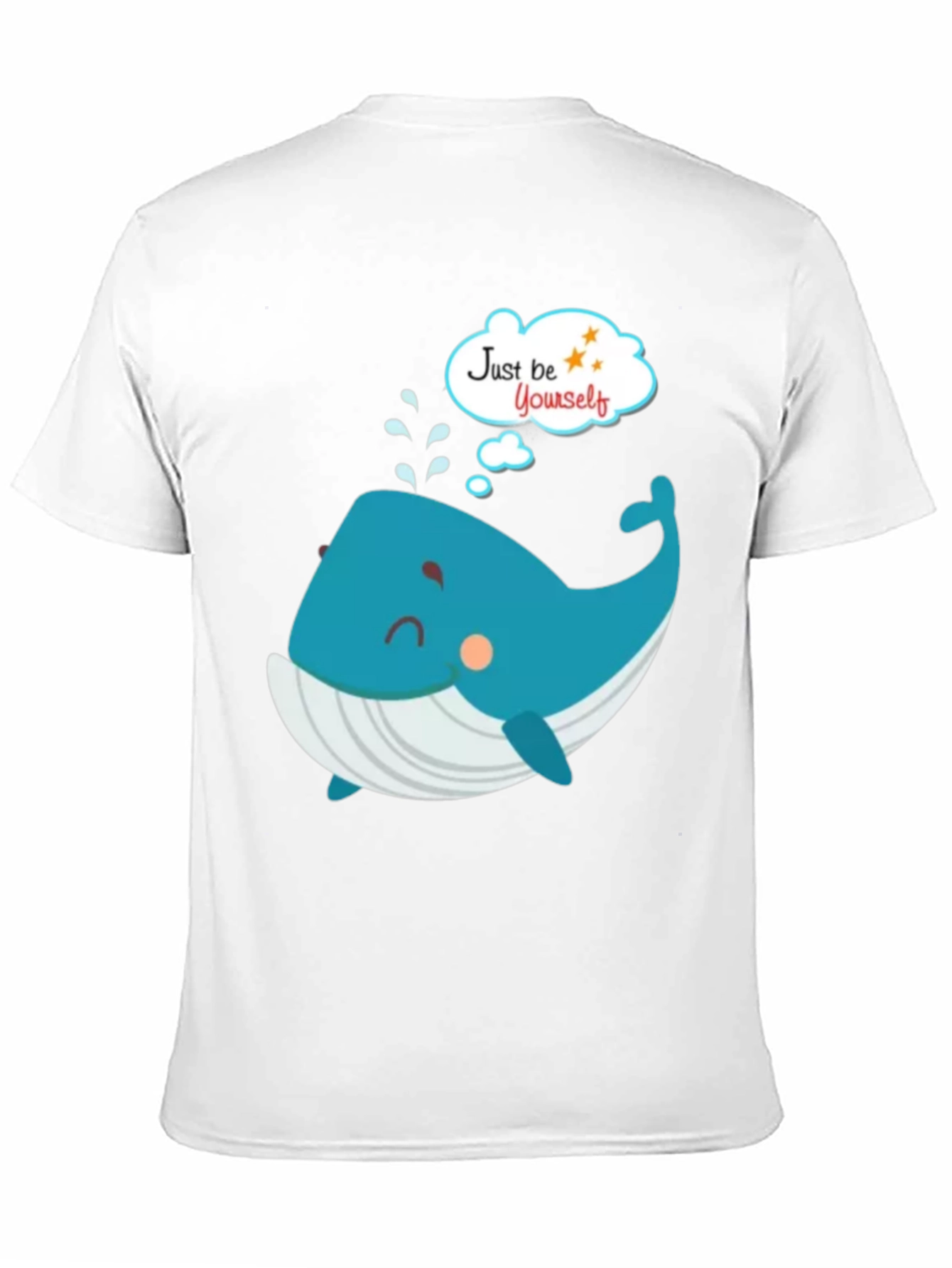 Black Cartoon Whale 'Just Be Yourself' Black Graphic T-Shirt view 11