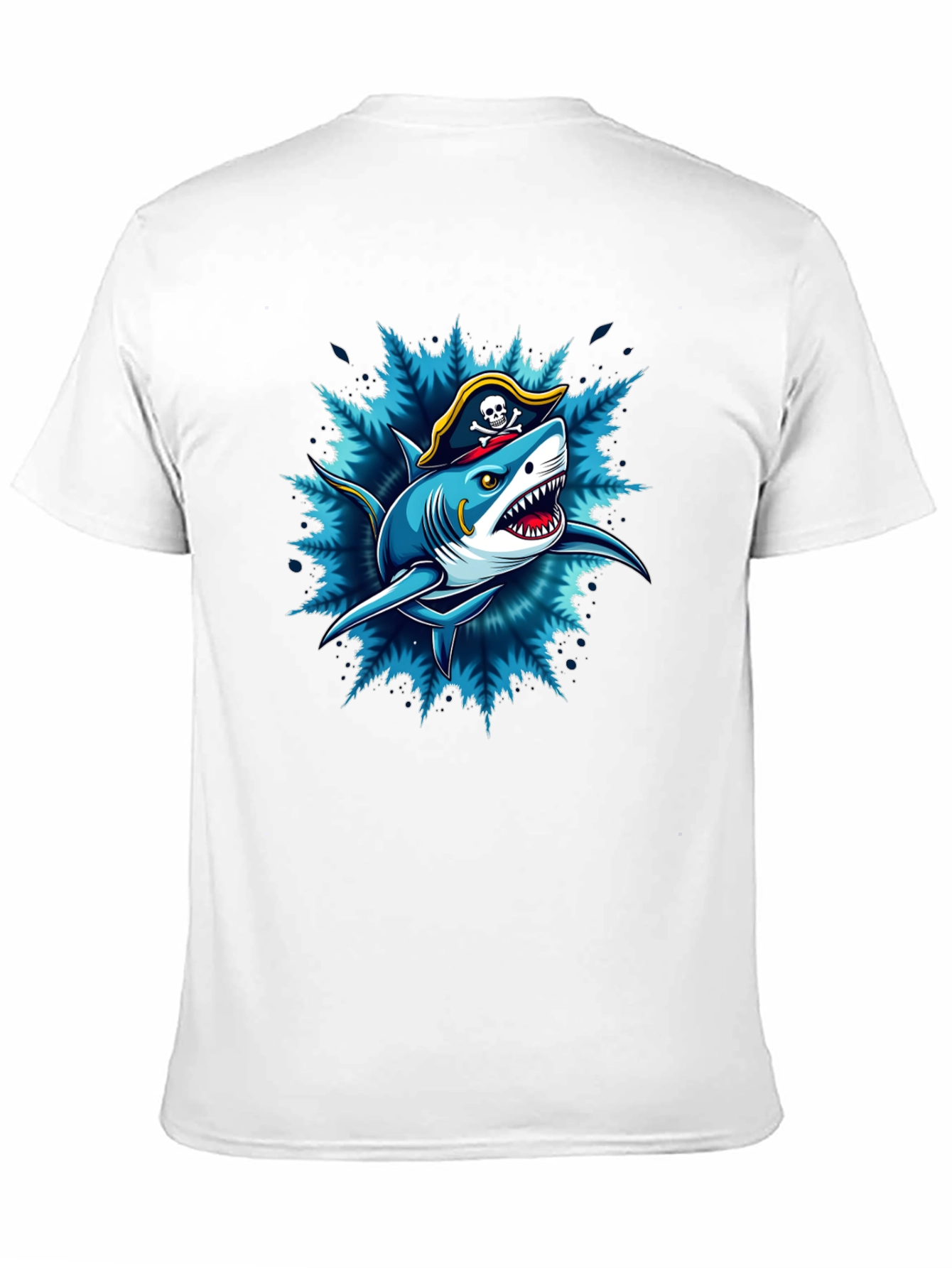 Black Pirate Shark Graphic Tee - Black Cotton T-Shirt view 11