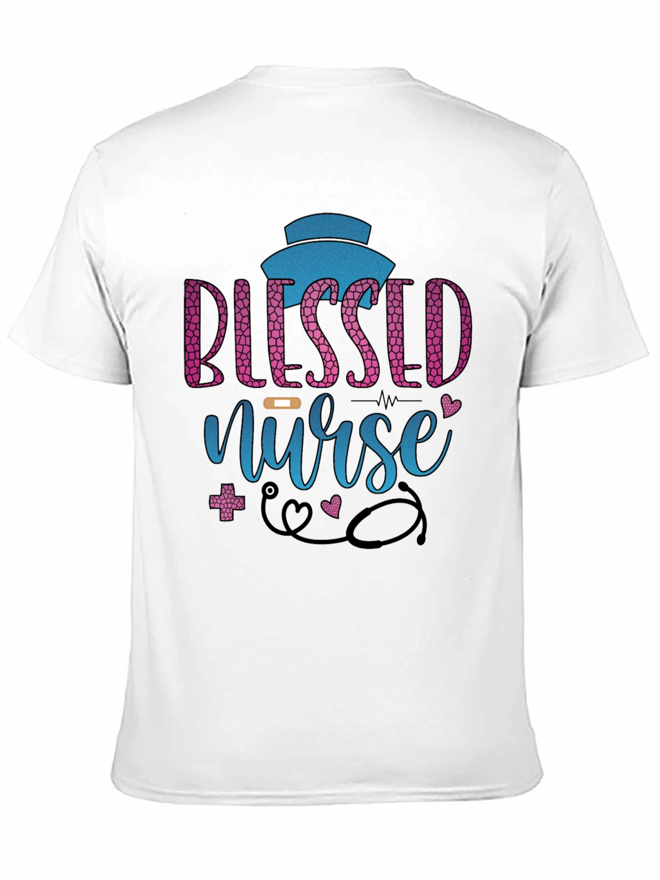 Black Blessed Nurse Graphic Tee - Black Cotton Blend view 11