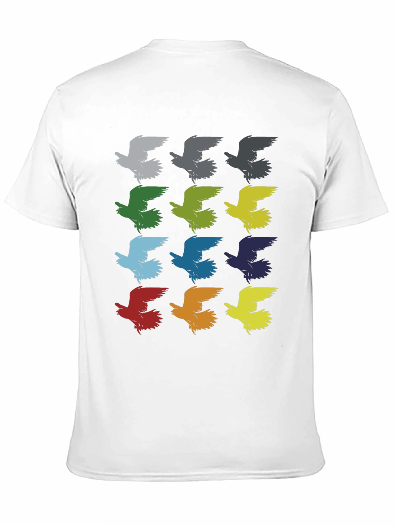 Black Colorful Bird Pattern Graphic T-Shirt view 11