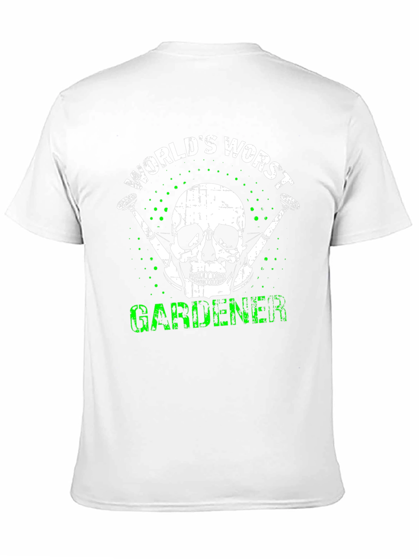 Black World's Worst Gardener T-Shirt - Skull & Watering Can Design view 11