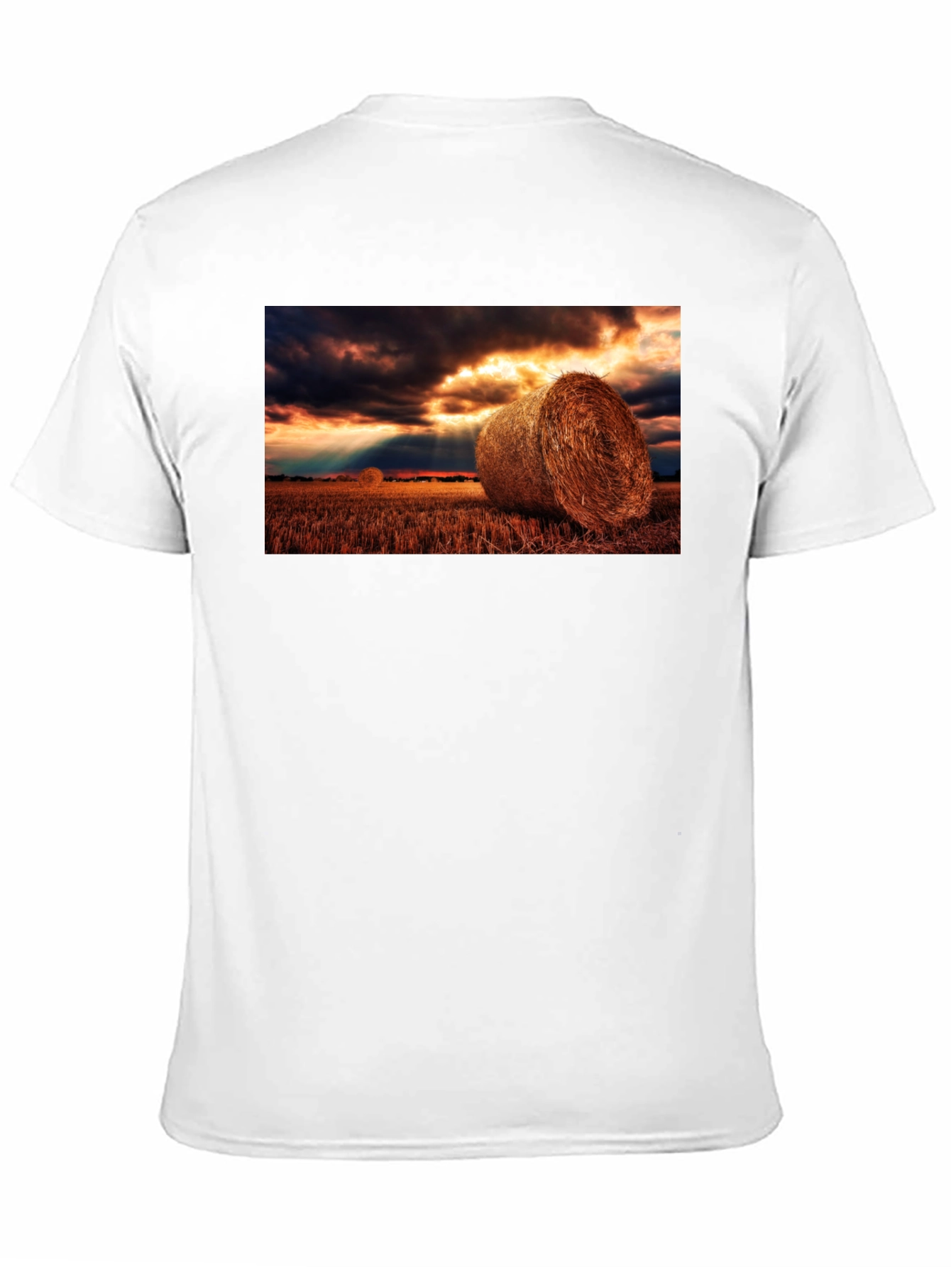 Black Harvest Hay Bales Graphic Tee - Unisex Black T-Shirt view 11