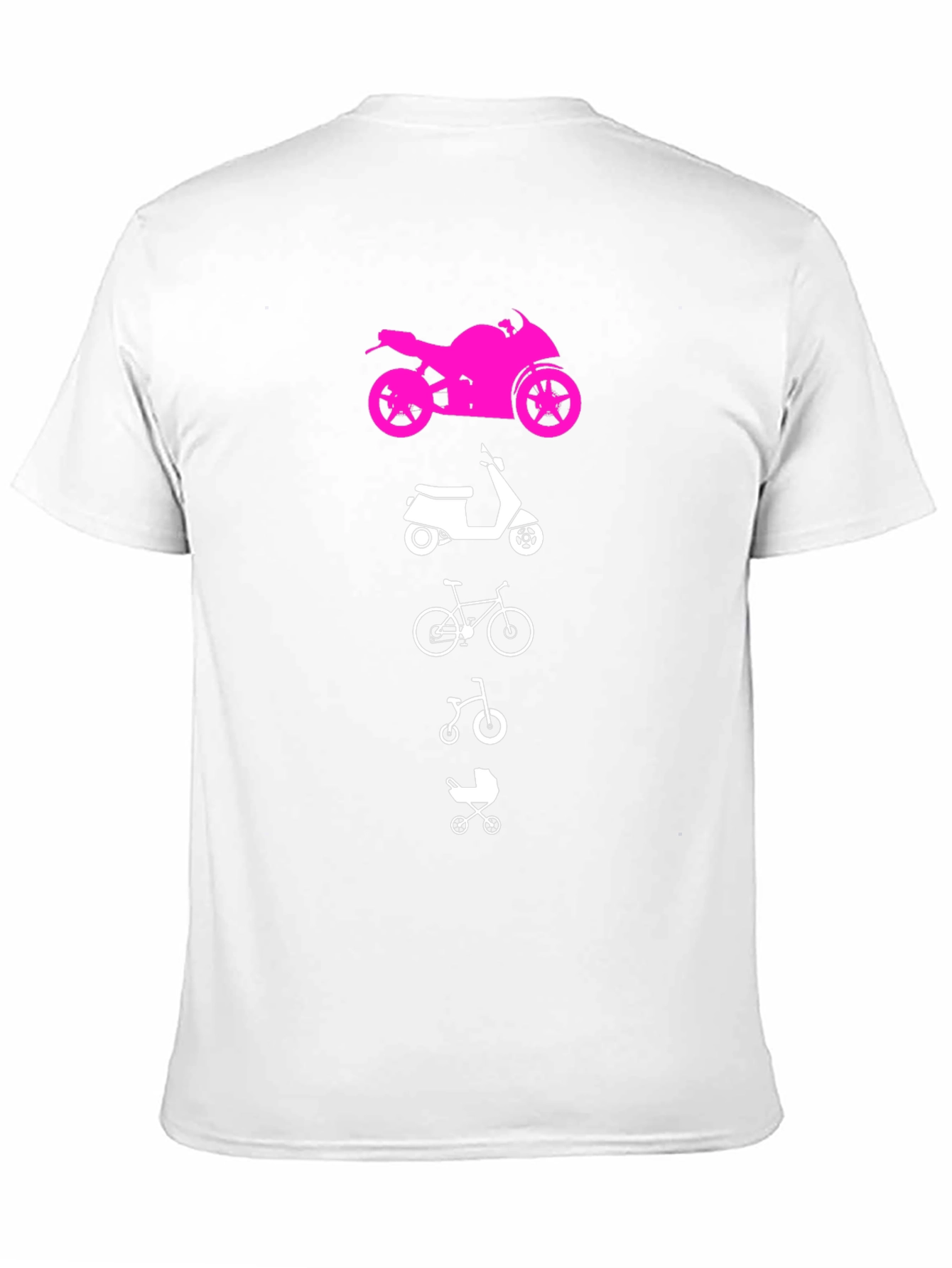 Black Evolution of Man Tee: Motorcycle, Scooter, Bike, Baby Carriage view 11