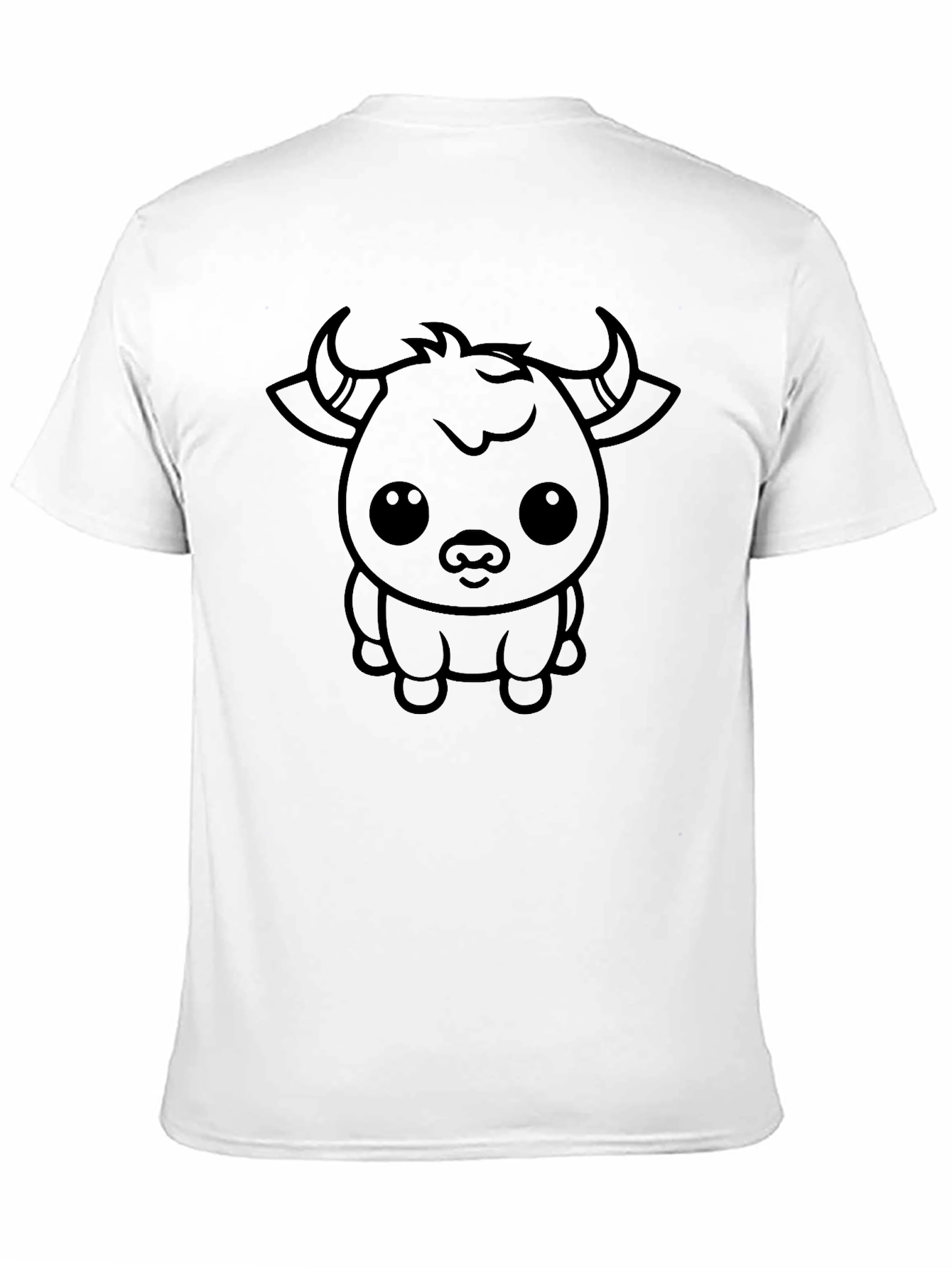 Black Cute Cartoon Bull Graphic Tee - Black view 11