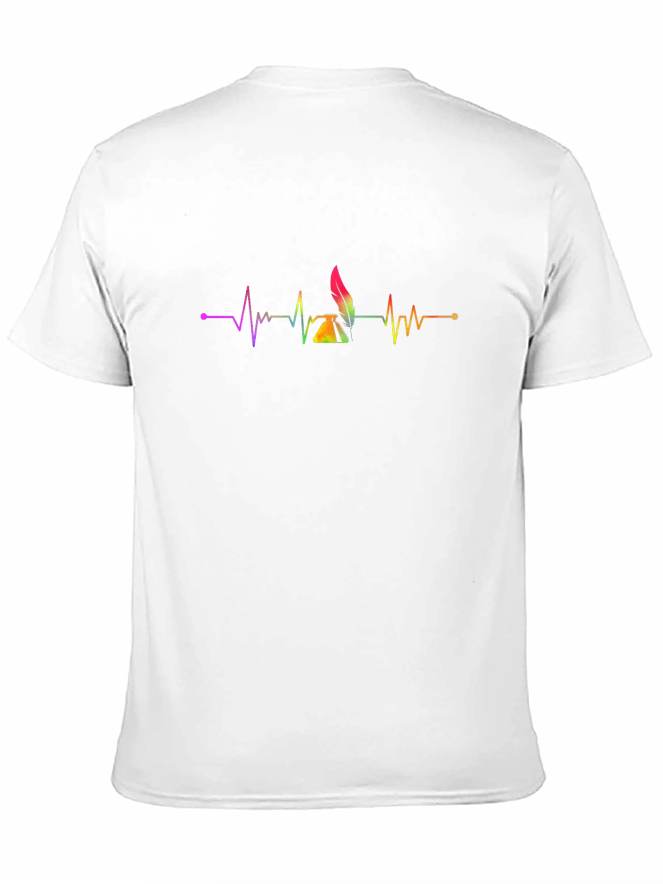 Black Writer's Pulse T-Shirt - Rainbow Inkwell Design view 11