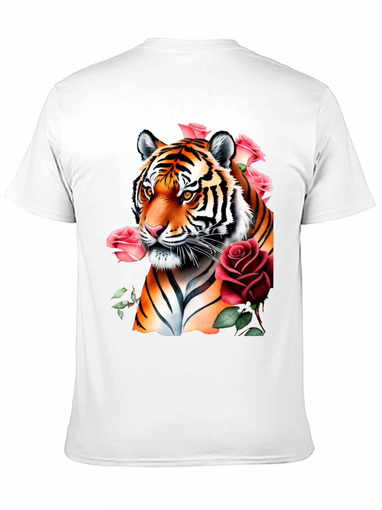 Black Tiger & Roses Graphic Print Black T-Shirt view 11