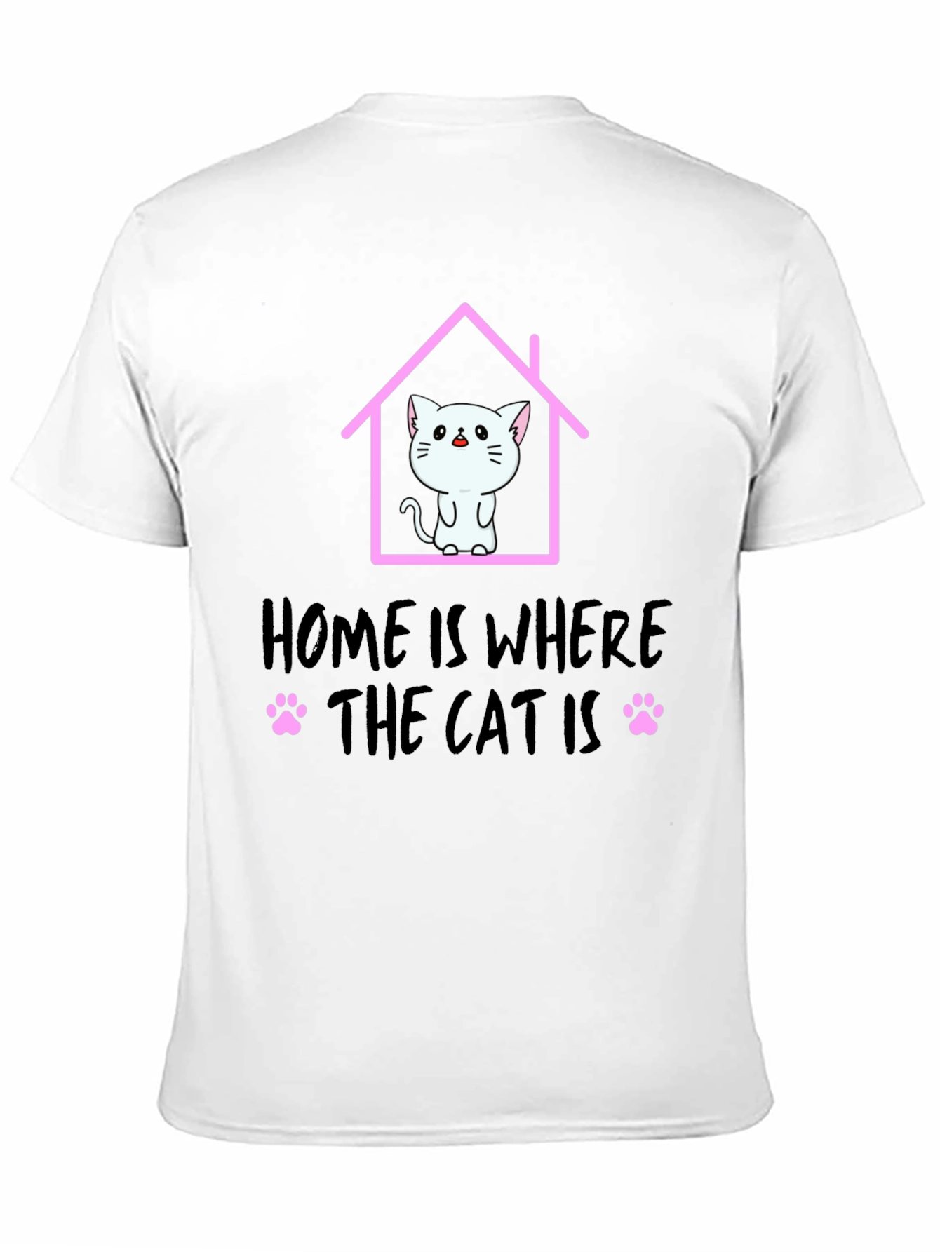 Black Home Is Where The Cat Is T-Shirt, Cat Lover Tee view 11