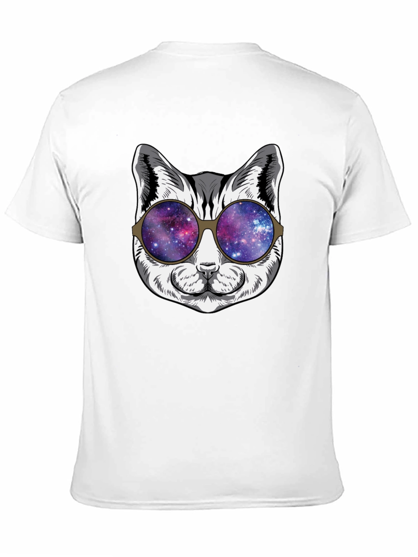 Black Cool Cat Galaxy Sunglasses Black T-Shirt view 11