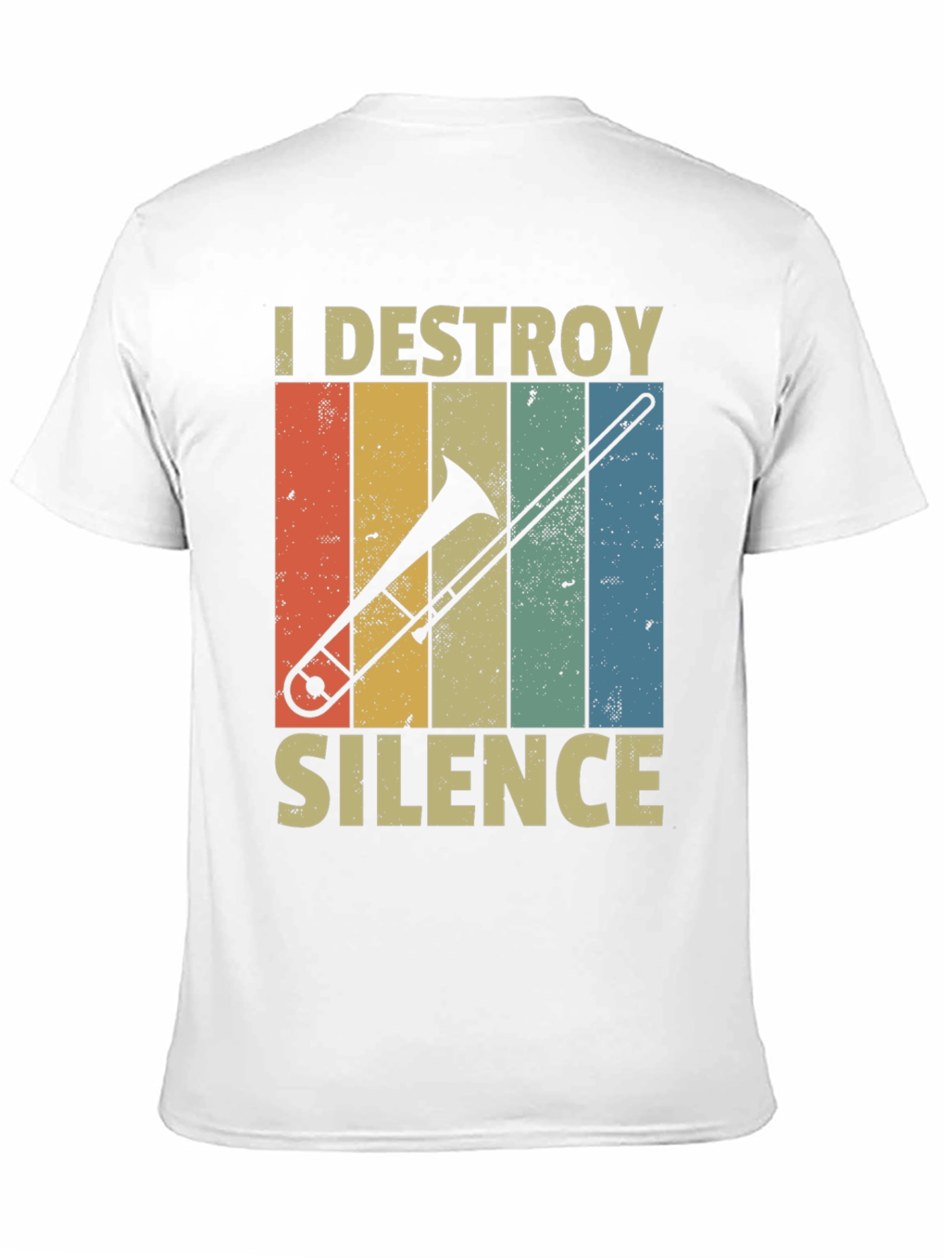 Black I Destroy Silence Trombone Player T-Shirt view 11