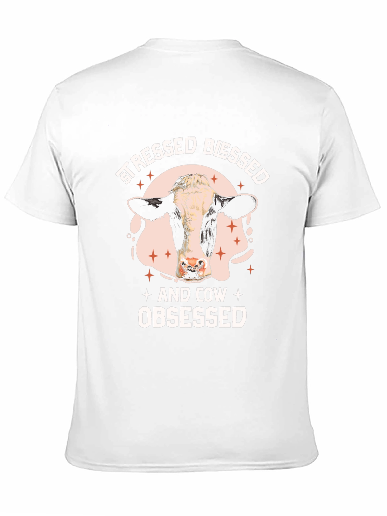 Black Stressed Blessed and Cow Obsessed T-Shirt view 11