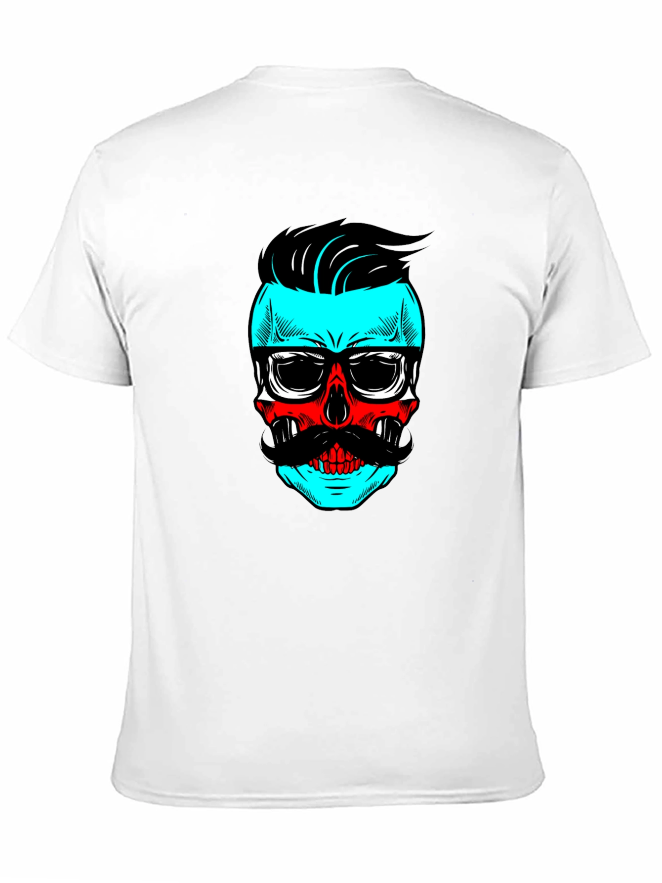 Black Hipster Skull Graphic Tee - Cool Black T-Shirt view 11