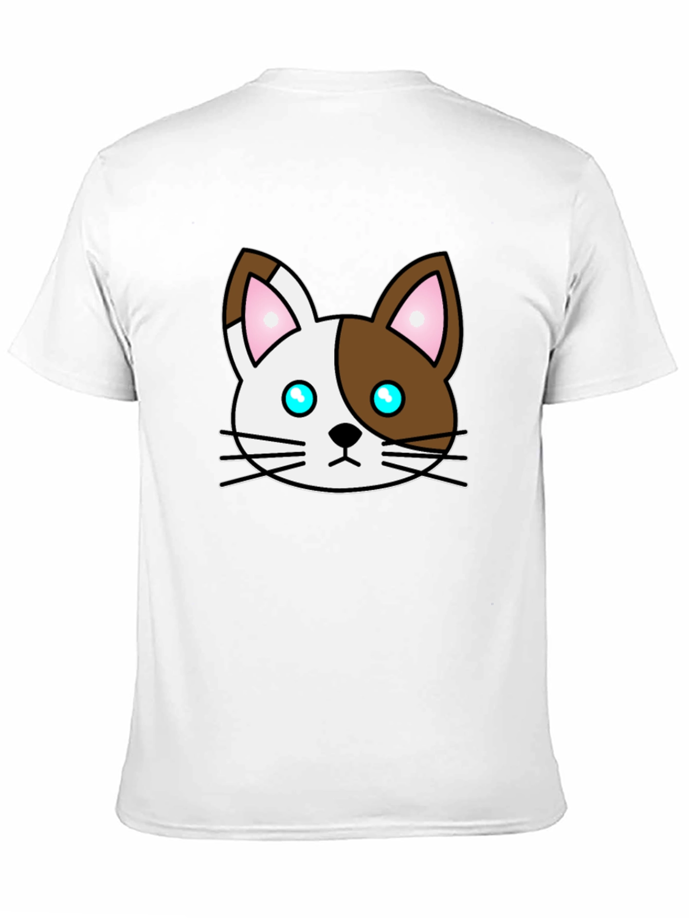 Cartoon Cat Face Graphic T-Shirt - Unisex Black Tee - 11
