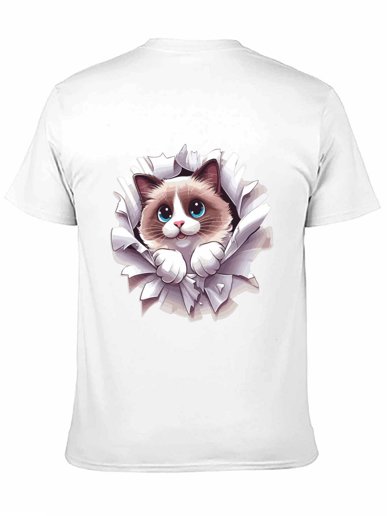 Black Cute Cat Peek-a-boo Graphic Tee - Soft Black Cotton view 11