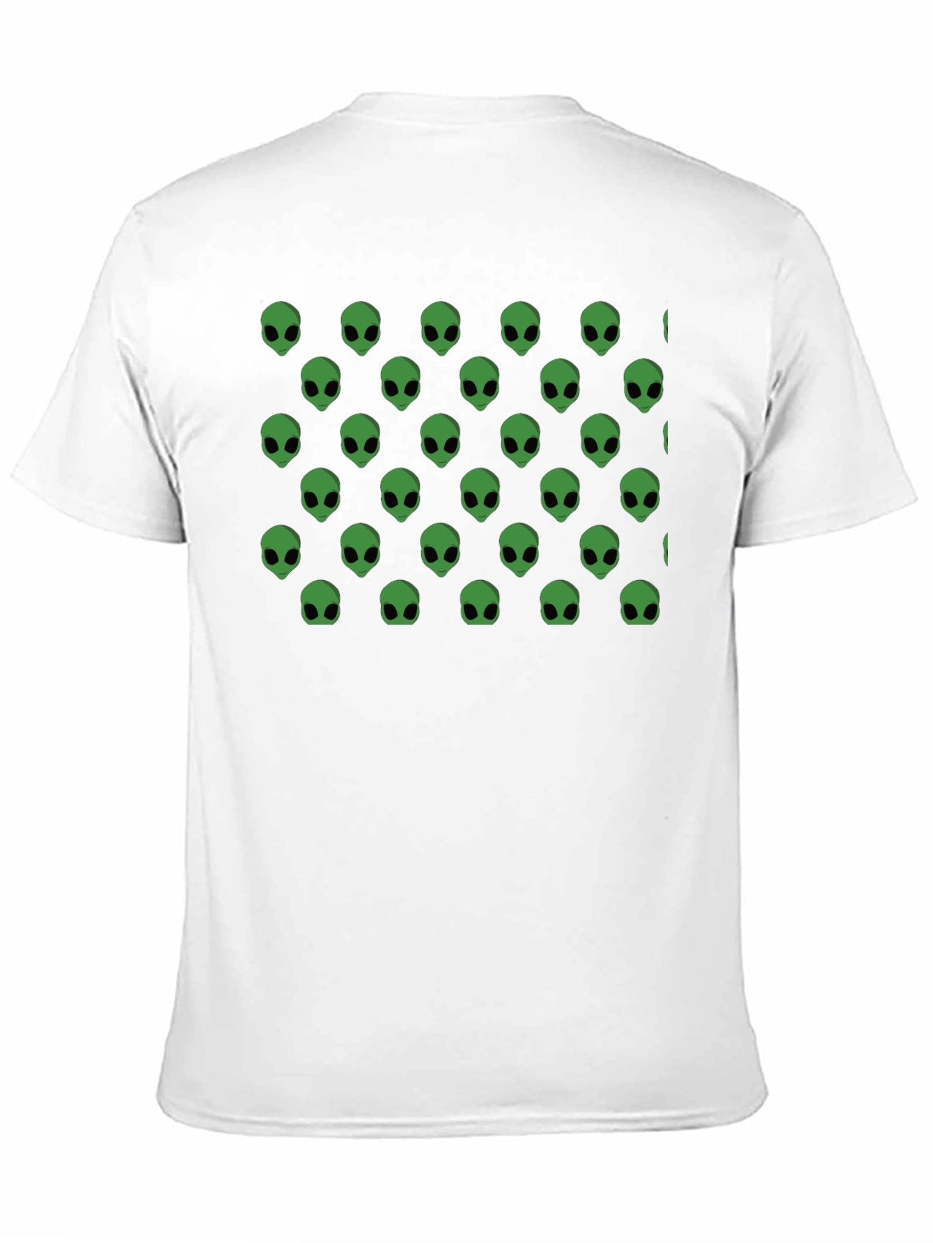 Black Alien Head Pattern Black T-Shirt view 11