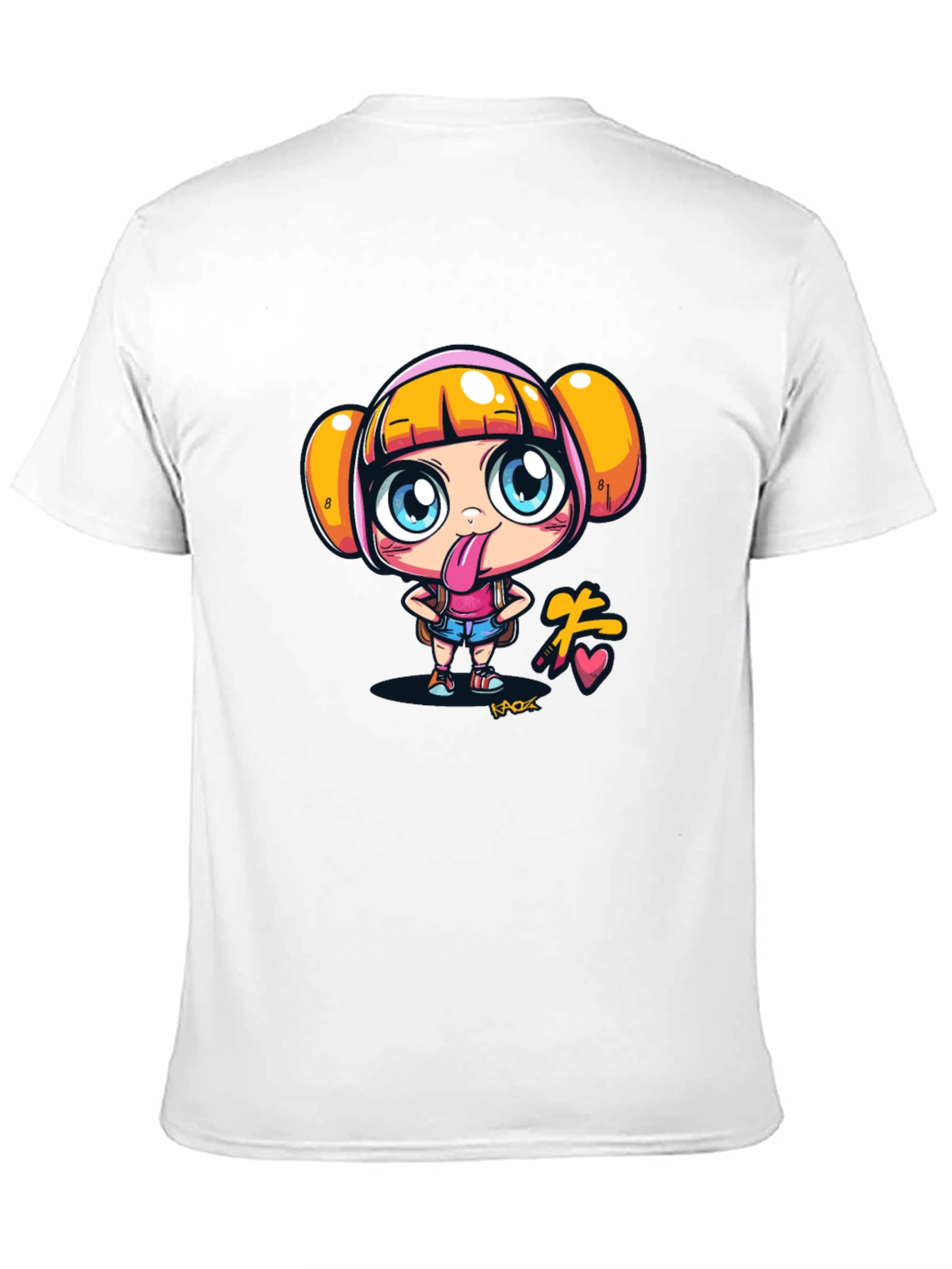 Black Fun Cartoon Girl Black T-Shirt view 11