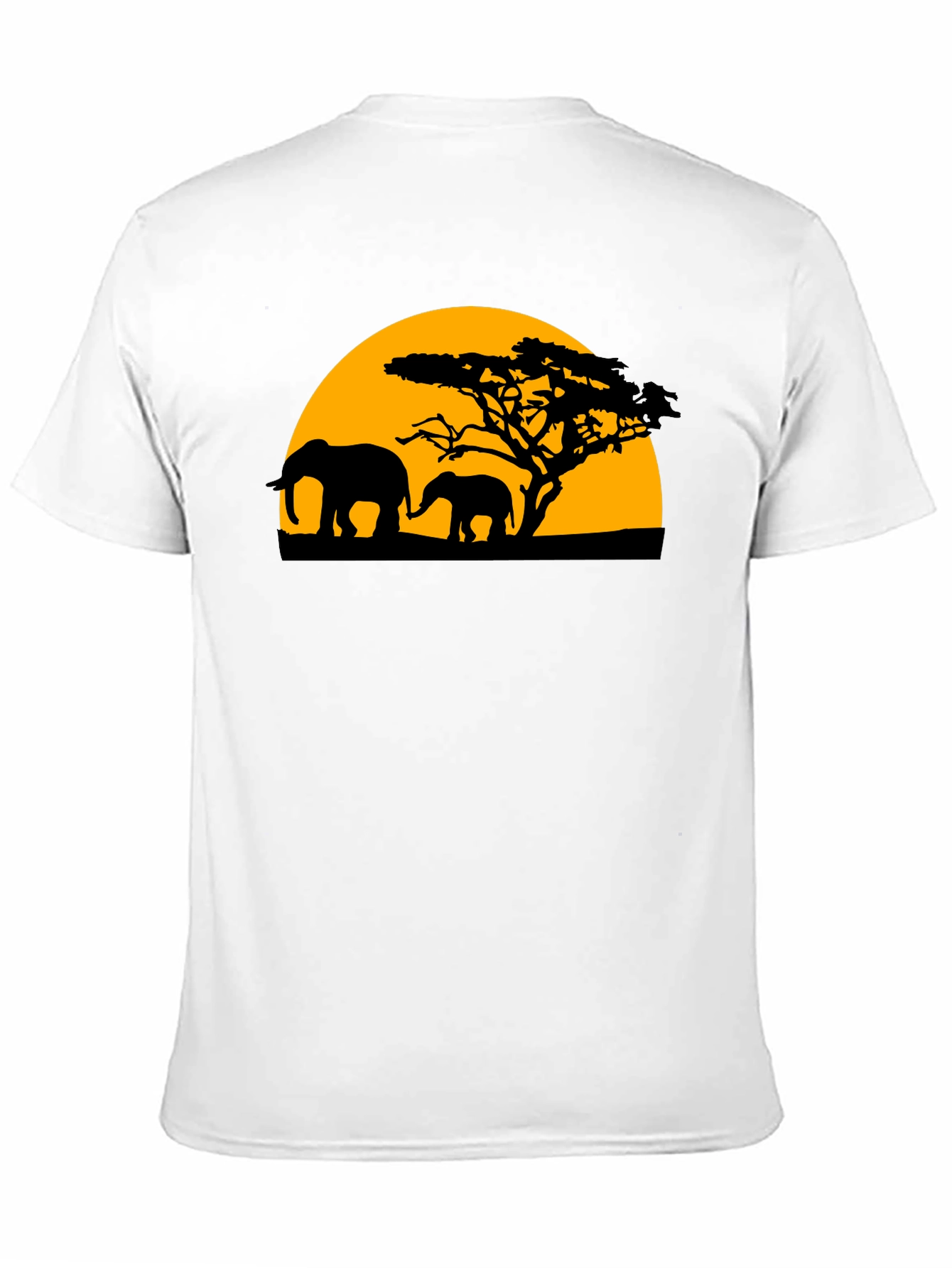 Black Elephant Sunset Graphic Tee - Black Cotton T-Shirt view 11