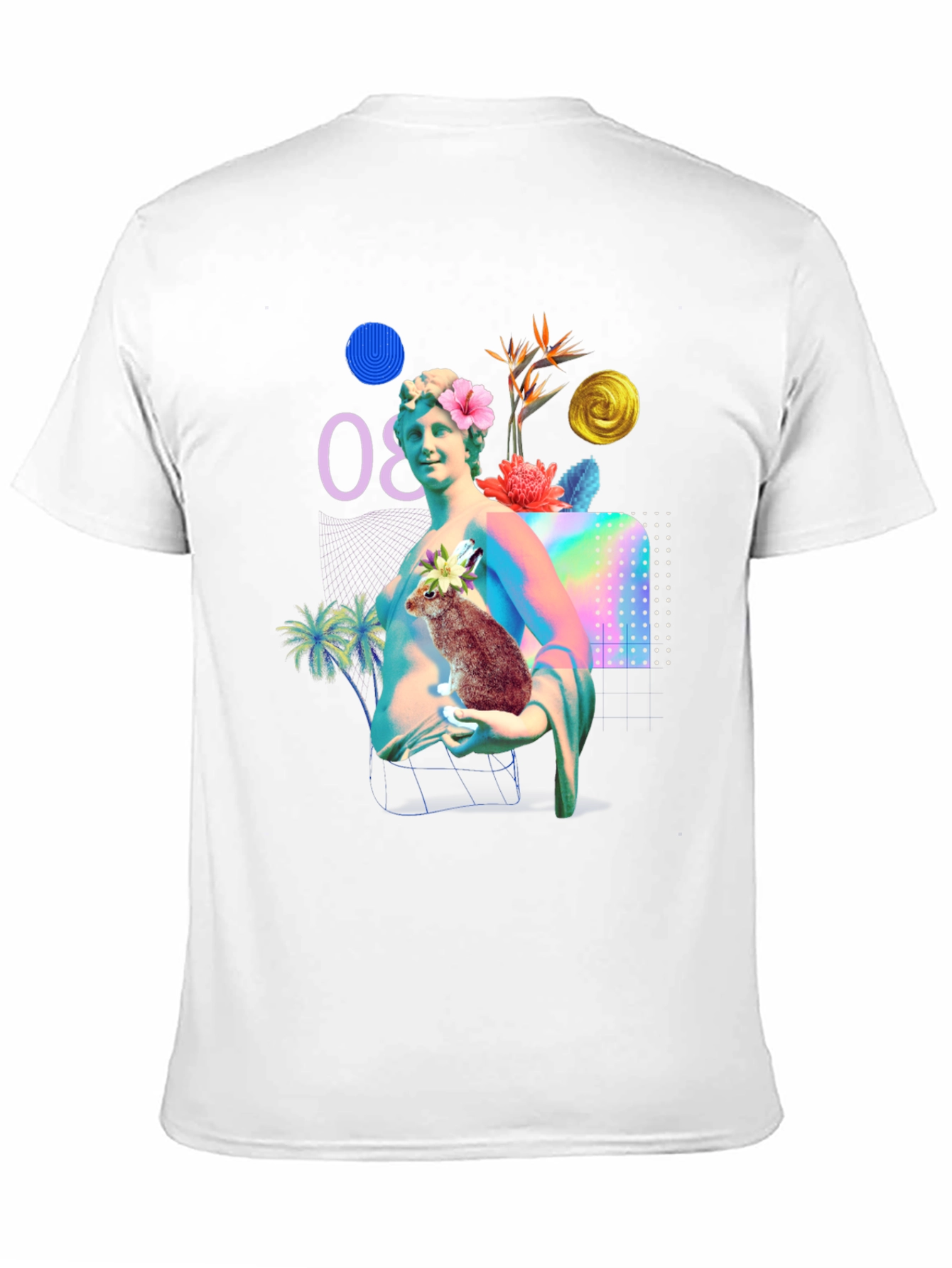 Black Statue & Rabbit Graphic T-Shirt - Unique Art Tee view 11