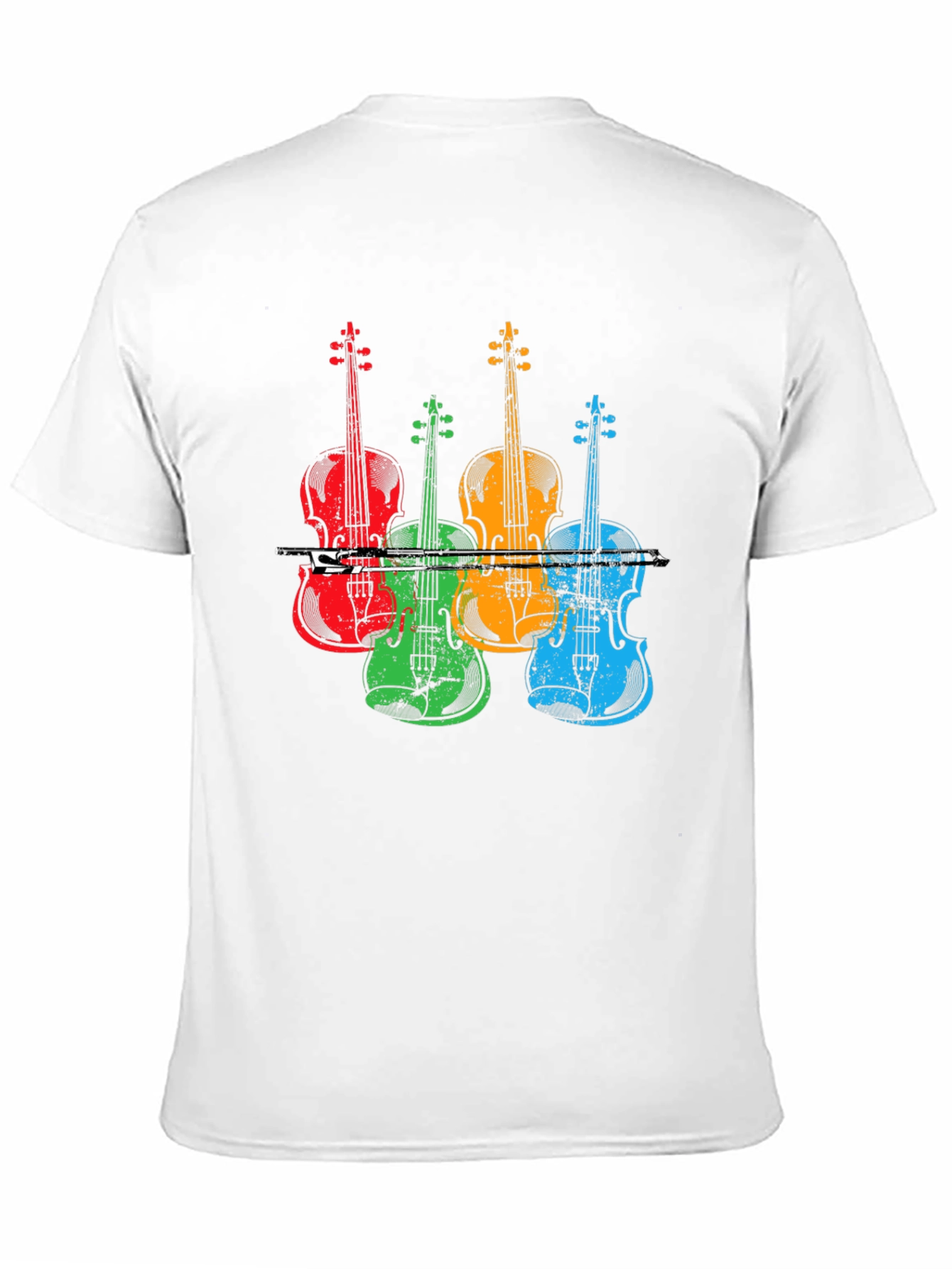 Black Colorful Violin Music T-Shirt view 11