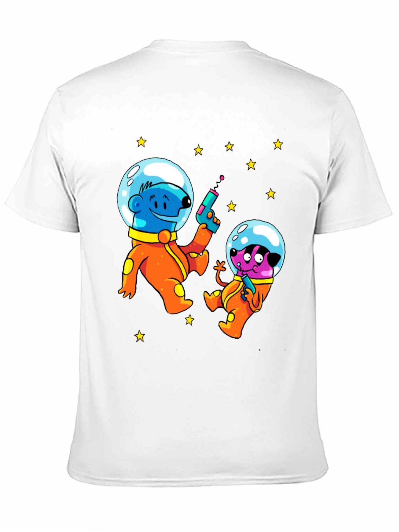 Black Cartoon Astronauts Black T-Shirt view 11