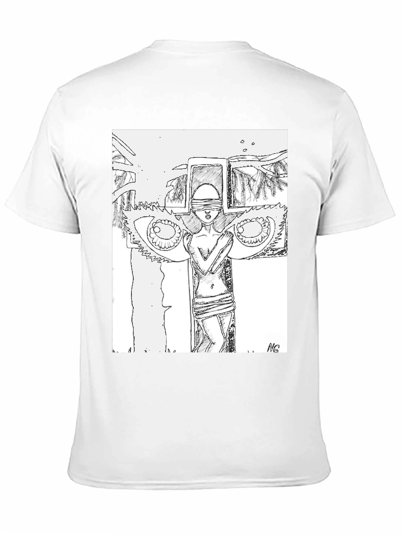 Black Abstract Graphic Print Black Tee view 11