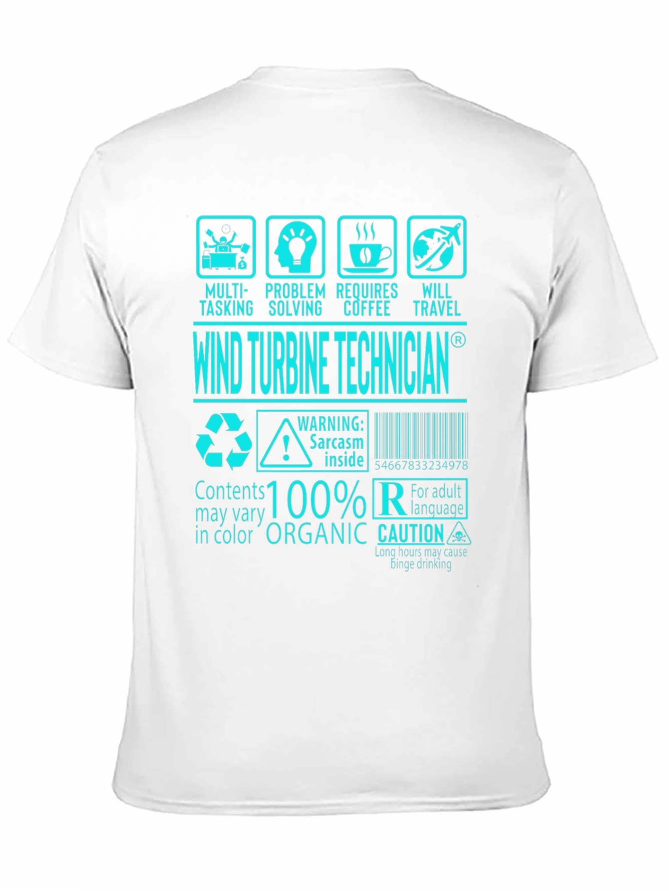Black Wind Turbine Technician Graphic Tee view 11