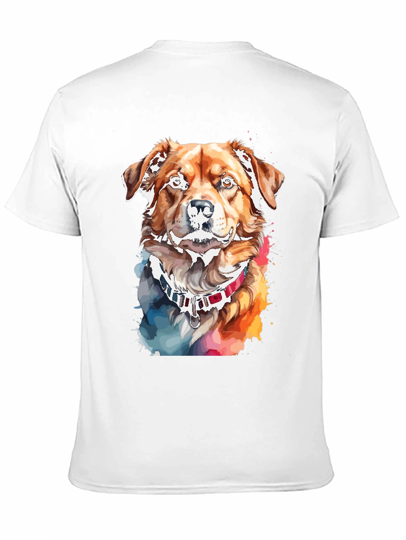 Black Watercolor Dog Print Black T-Shirt view 11