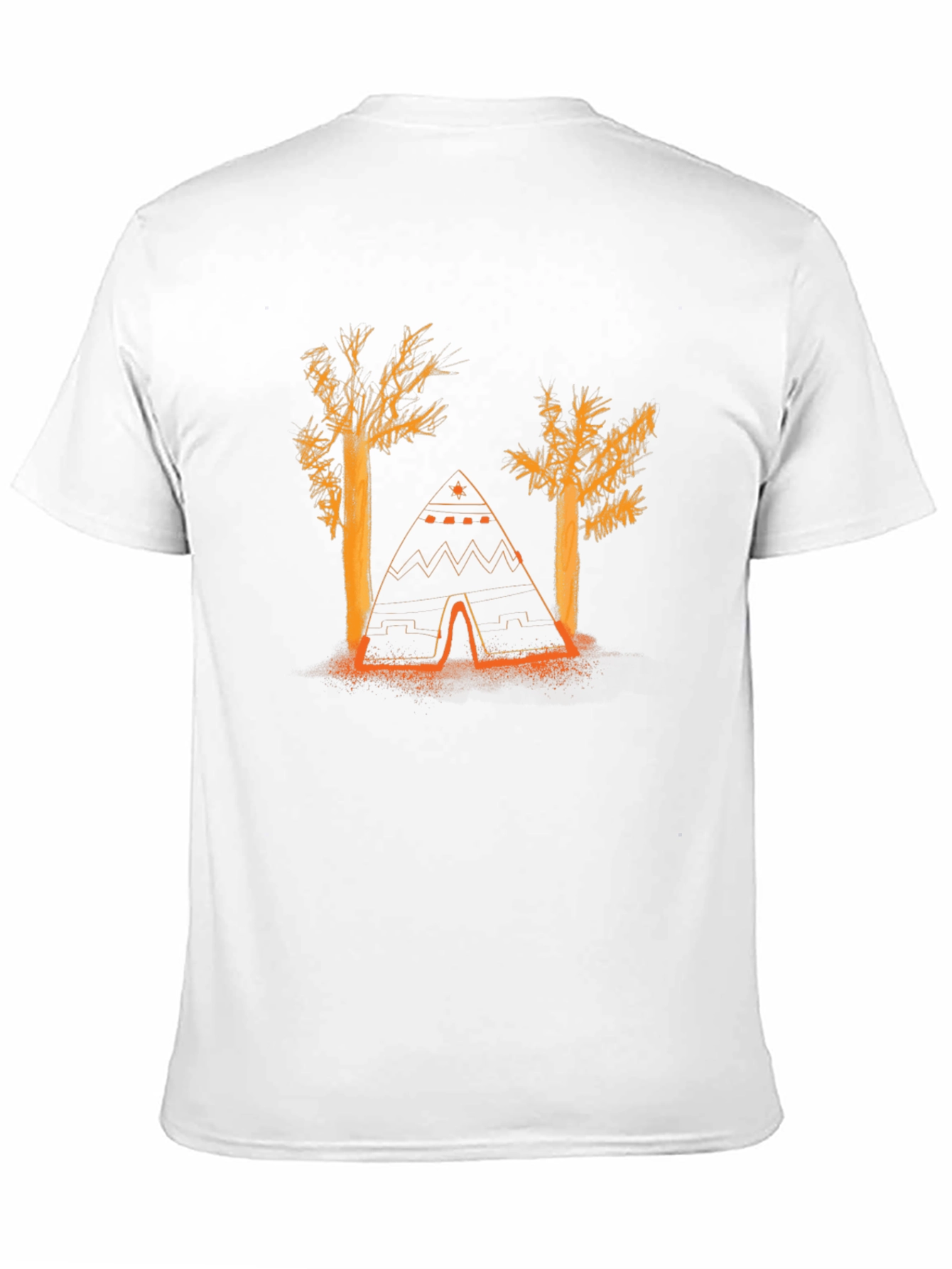 Black Nature Tee: Tent and Trees Graphic T-Shirt view 11