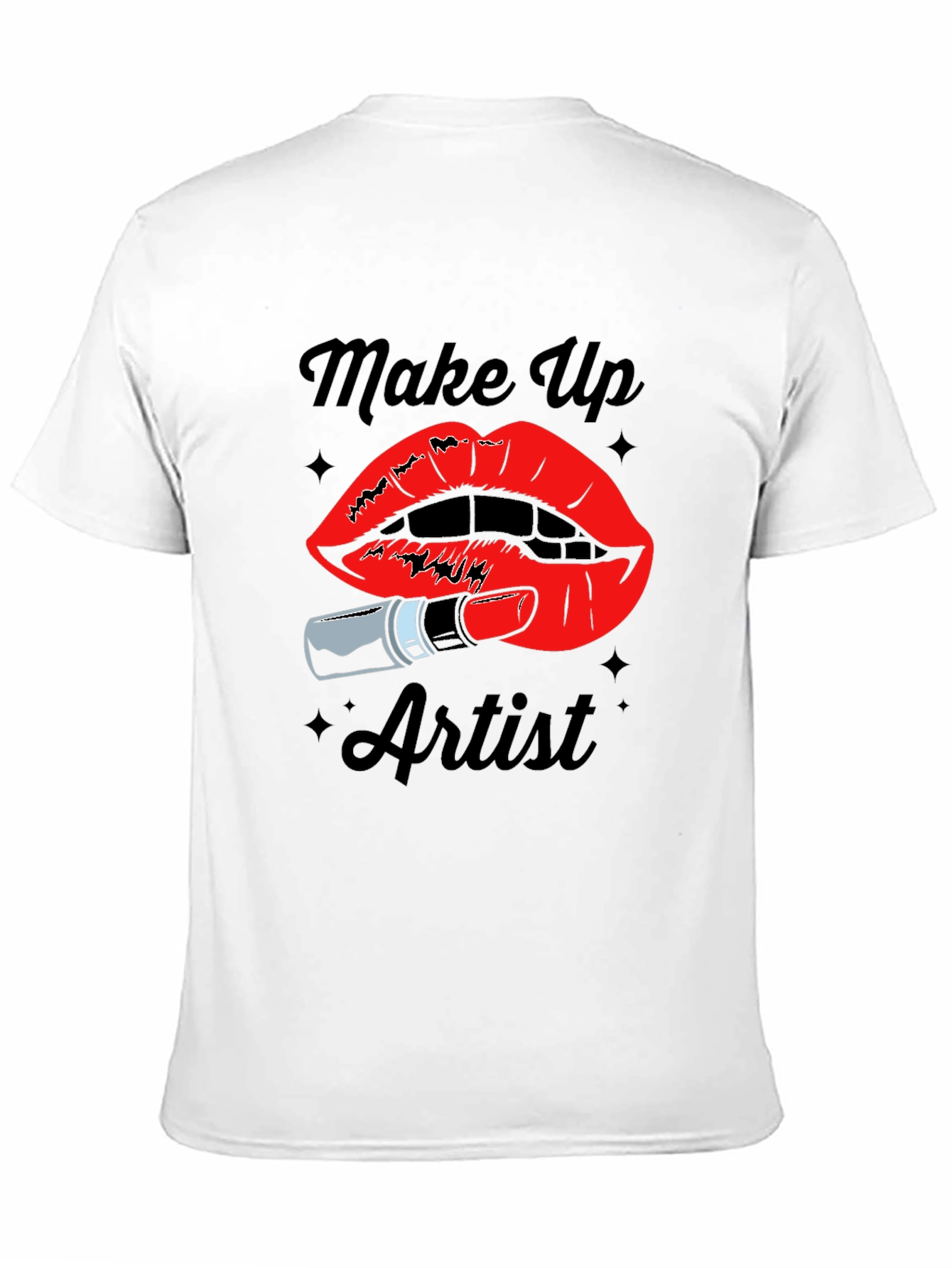 Black Makeup Artist T-Shirt - Lipstick & Lips Design view 11
