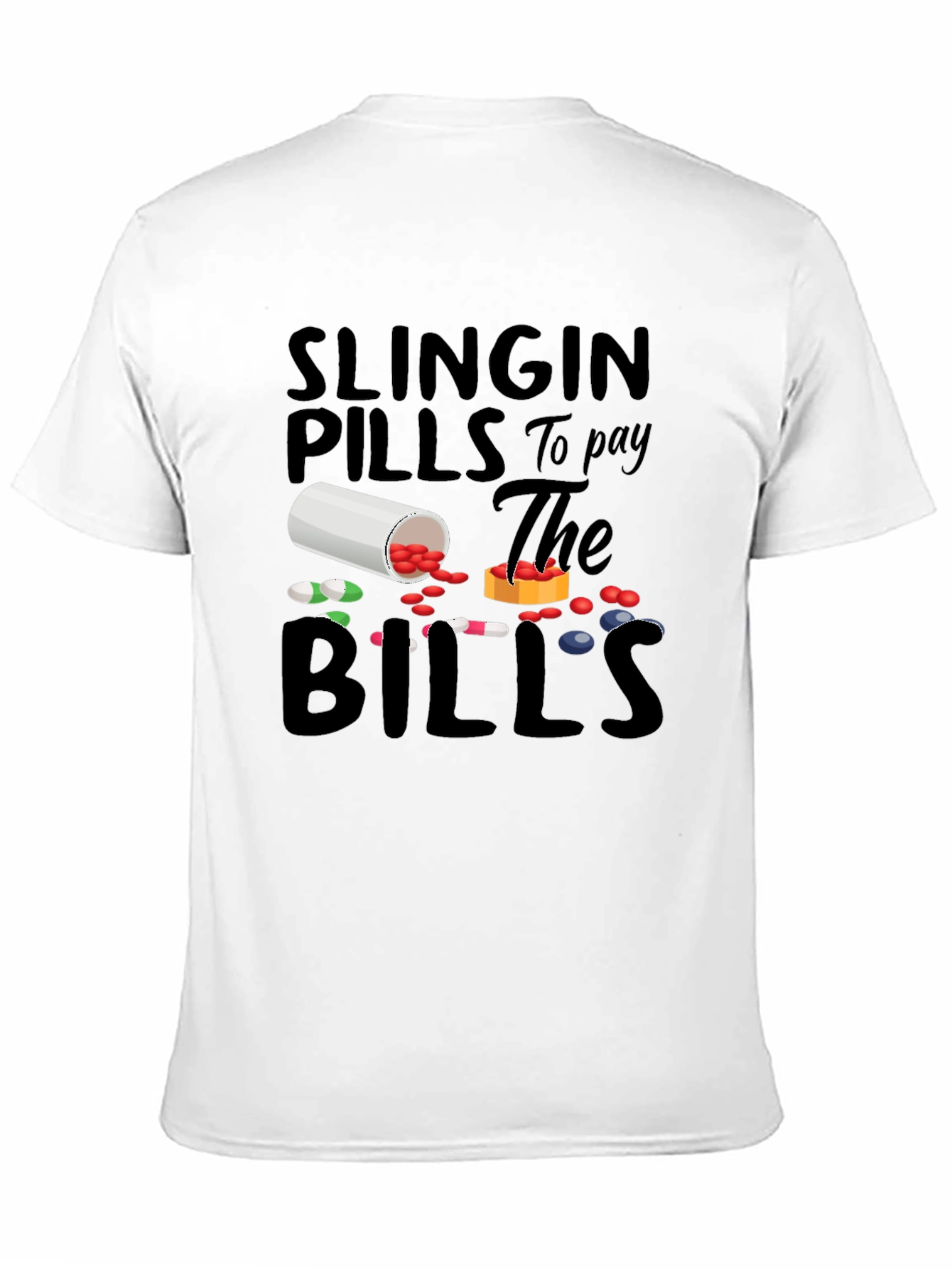 Black Slingin' Pills Graphic Tee - Funny Pharmacy T-Shirt view 11