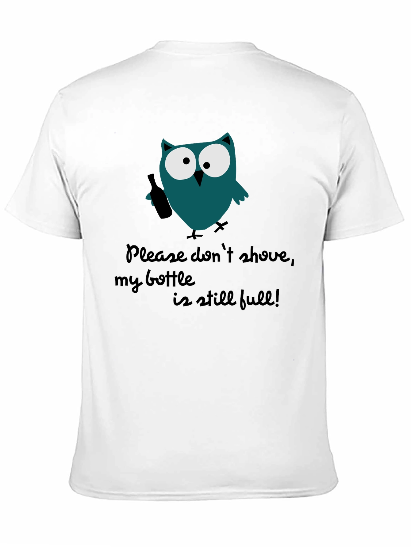 Black Funny Owl Bottle Graphic Men's T-Shirt view 11