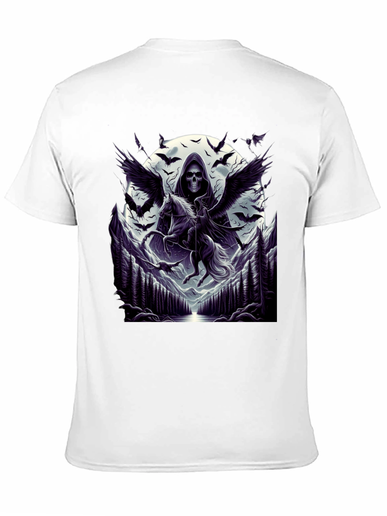 Black Grim Reaper Pegasus T-Shirt - Dark Fantasy Tee view 11