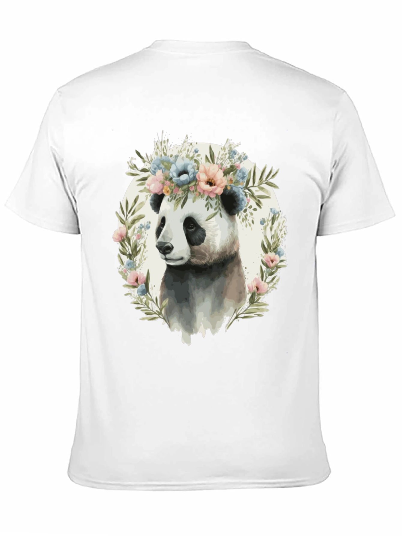 Black Panda Floral Wreath Graphic Tee - Unique Animal Lover Shirt view 11