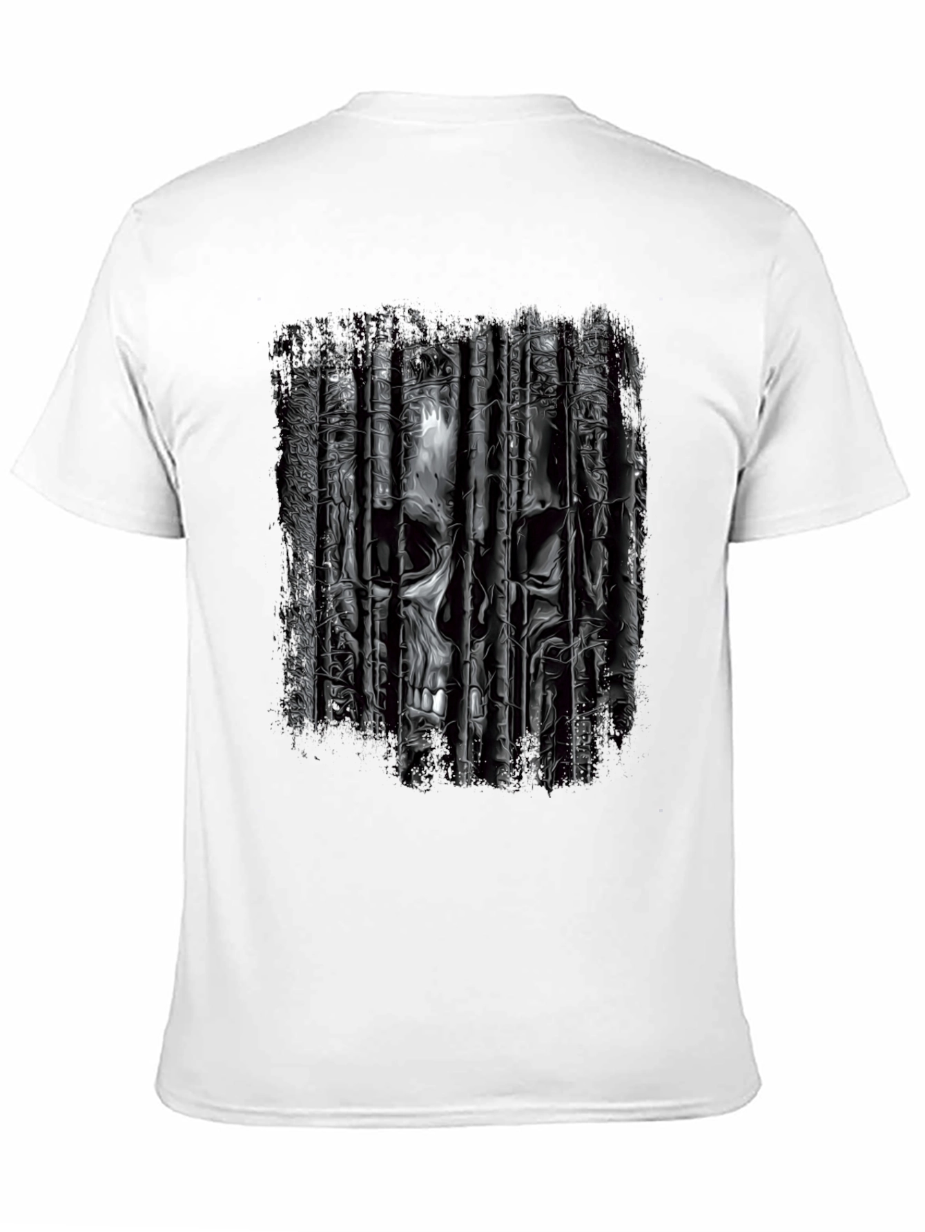 Black Skull Bars Graphic T-Shirt - Edgy Black Tee view 11