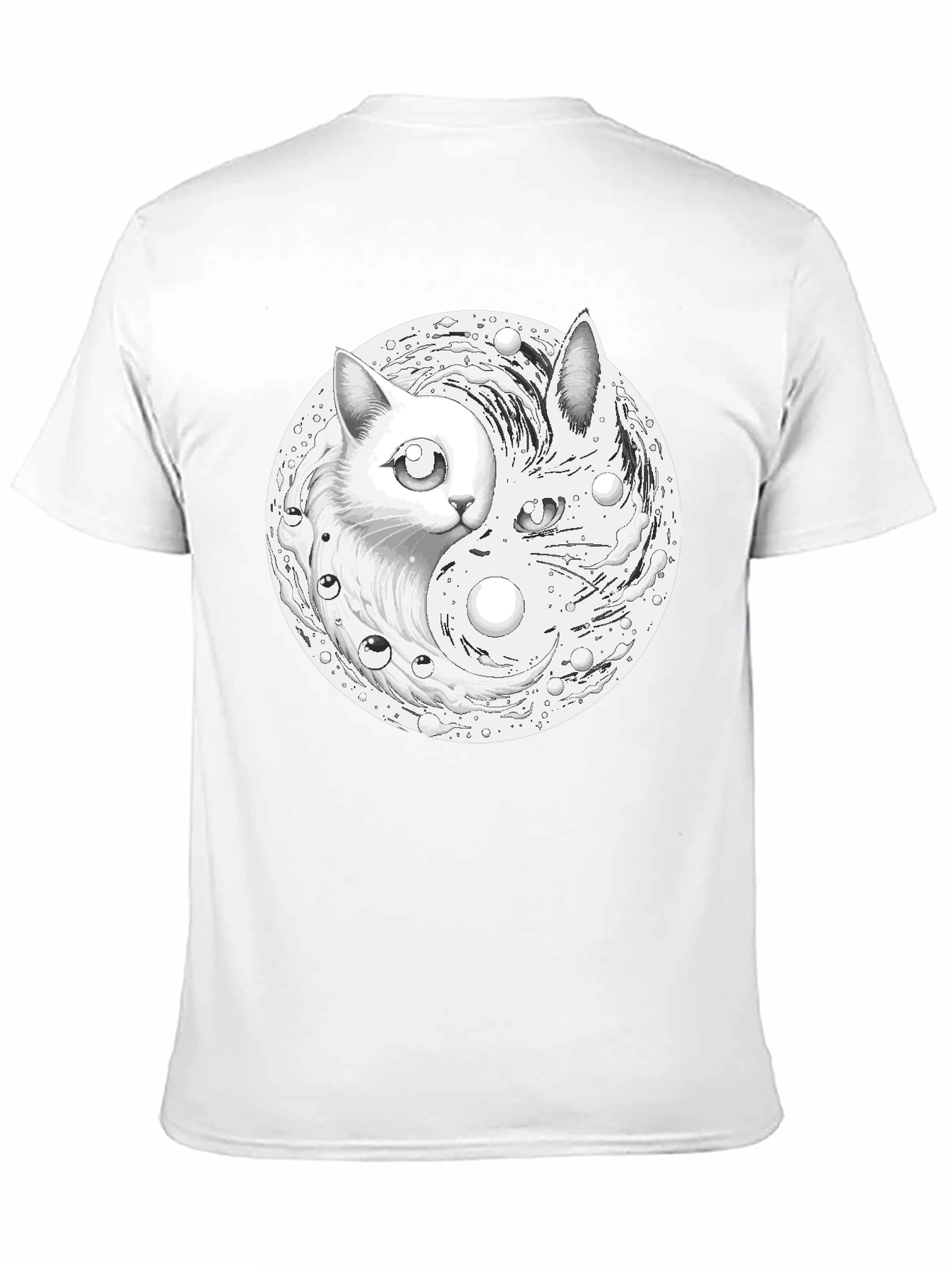 Black Yin Yang Cat Graphic Tee view 11