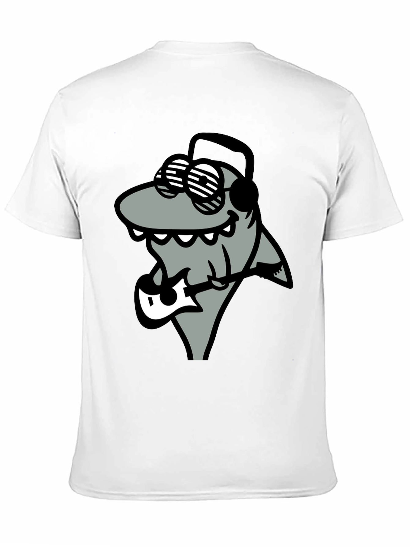 Black Cool Shark Guitarist Graphic Tee view 11