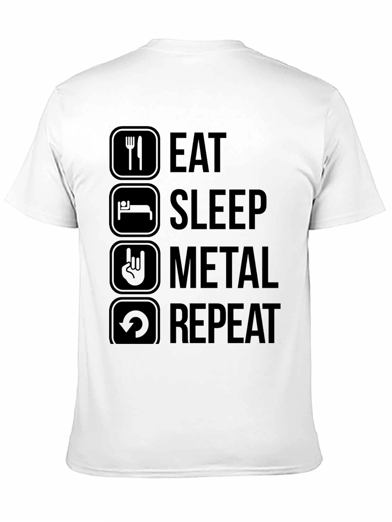 Black Eat Sleep Metal Repeat Black T-Shirt view 11