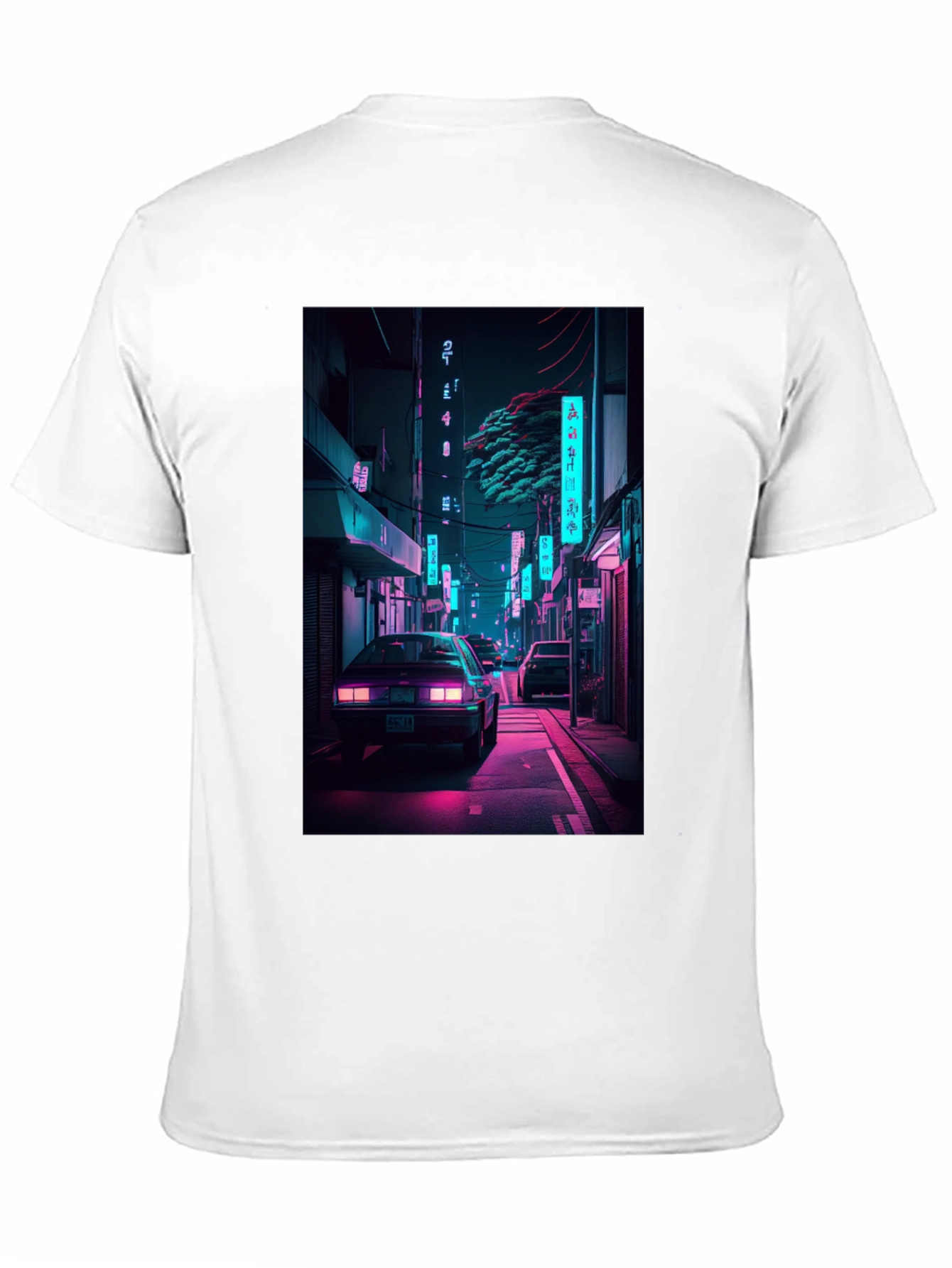 Black Retro Neon City Car Graphic T-Shirt view 11