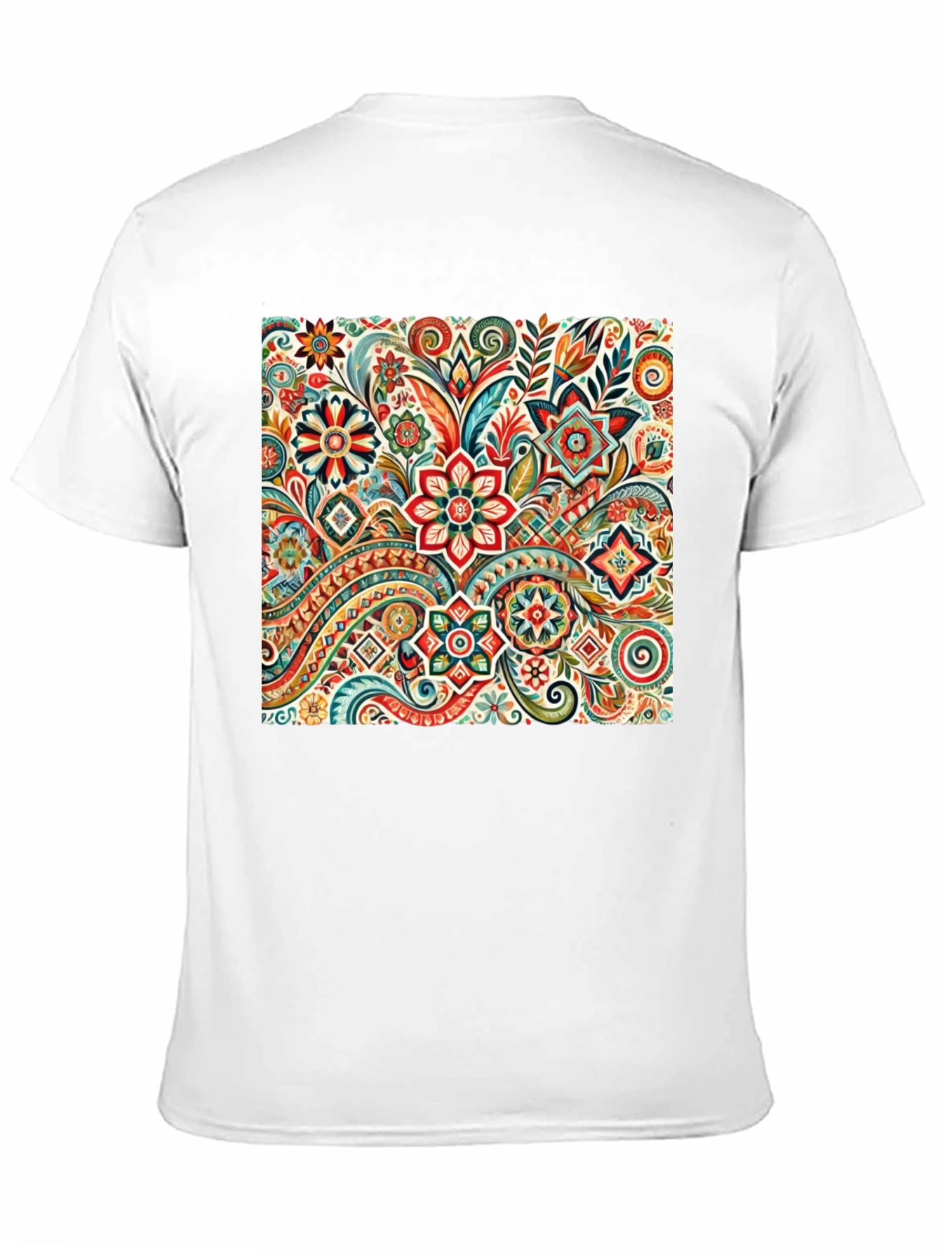 Black Floral Pattern Black T-Shirt: Vibrant & Stylish view 11