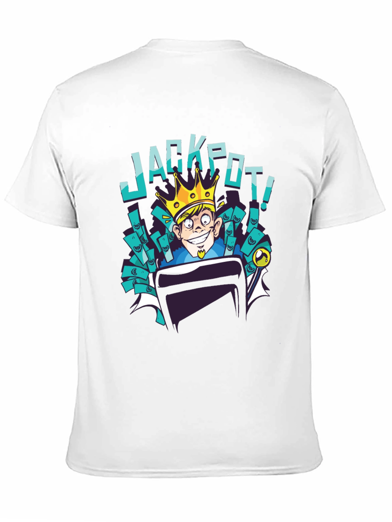Black Jackpot Cartoon T-Shirt - Lucky King Design view 11