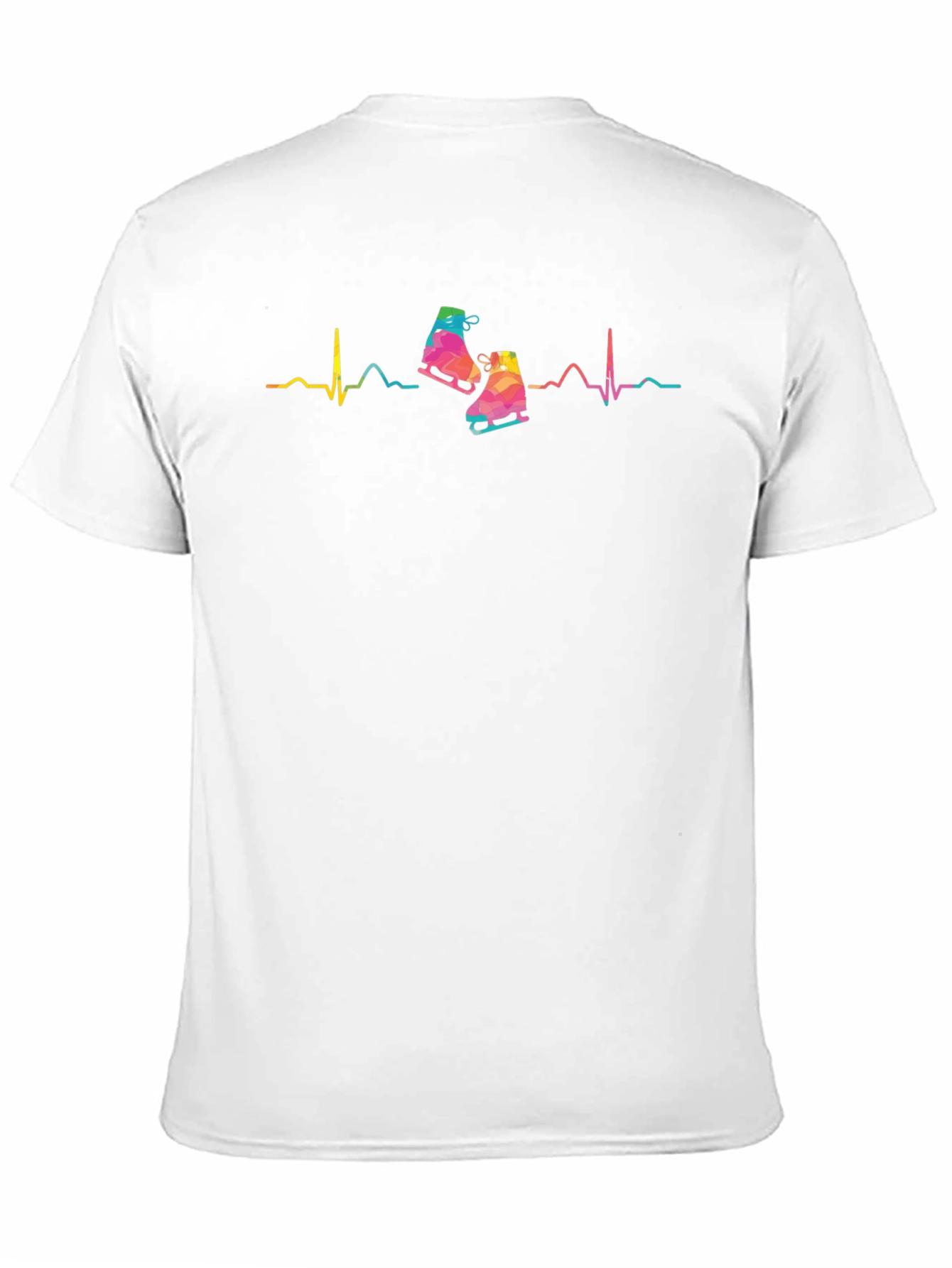 Black Skating Heartbeat Tee - Colorful Ice Skate T-Shirt view 11