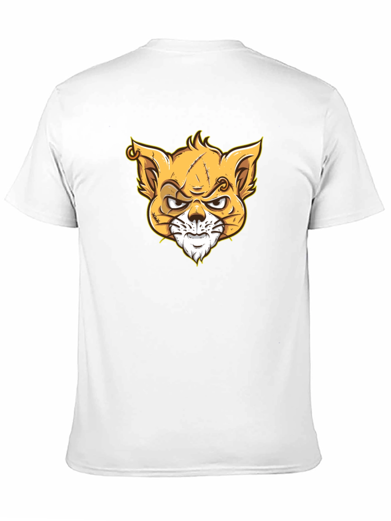 Black Men's Black Graphic T-Shirt - Cartoon Cat Design view 11