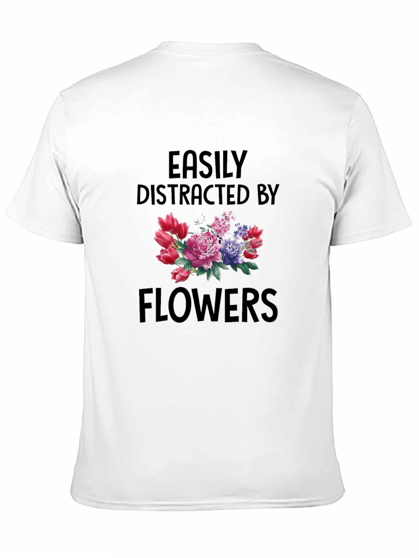 Black Easily Distracted By Flowers T-Shirt - Black view 11