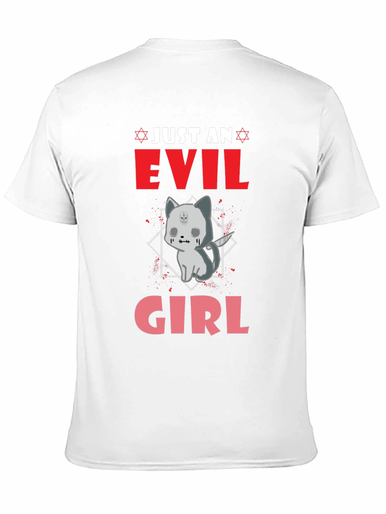 Black Evil Girl Kitten Graphic T-Shirt view 11