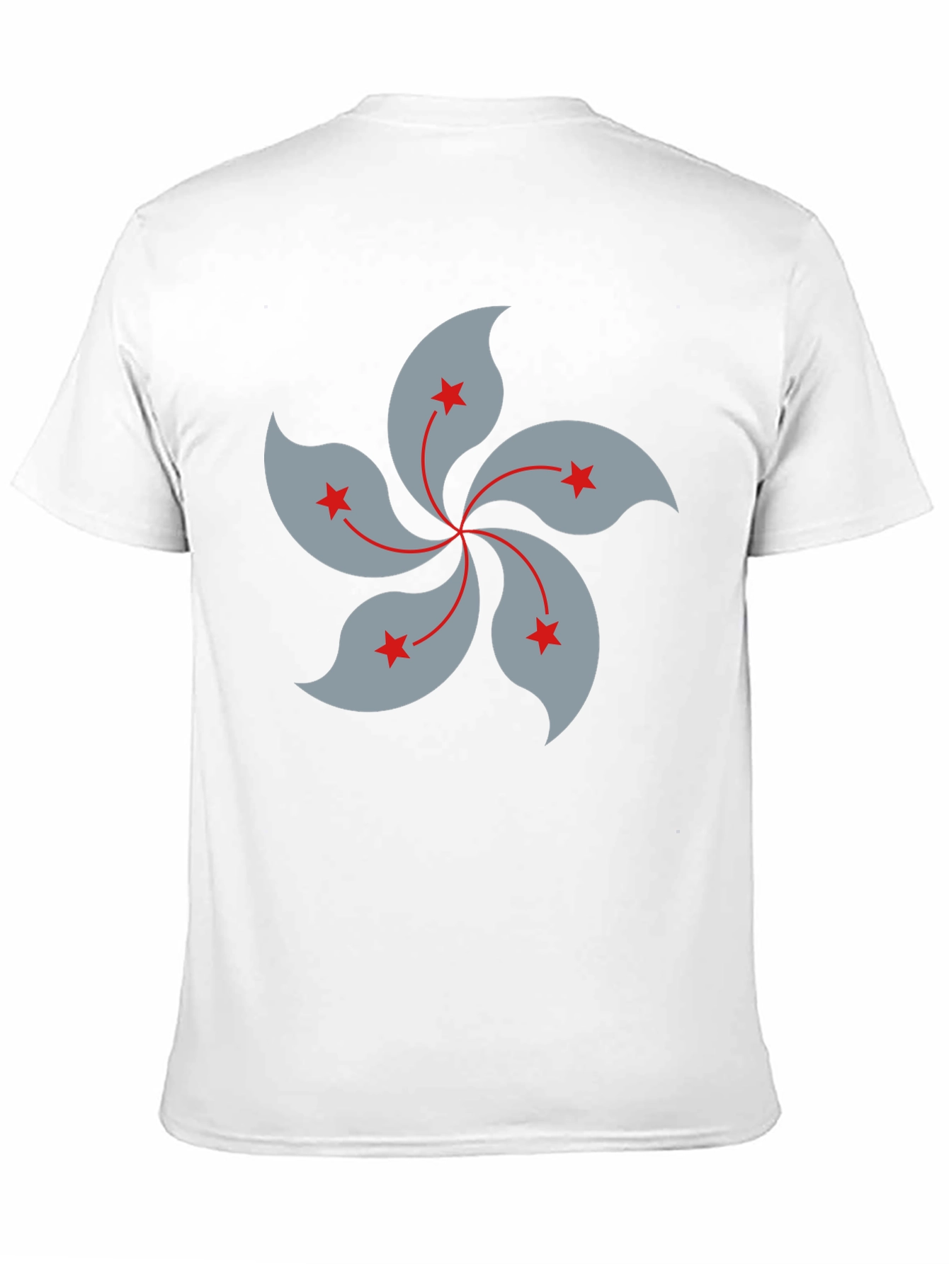 Black T-Shirt with Hong Kong Bauhinia Flower Design - 11