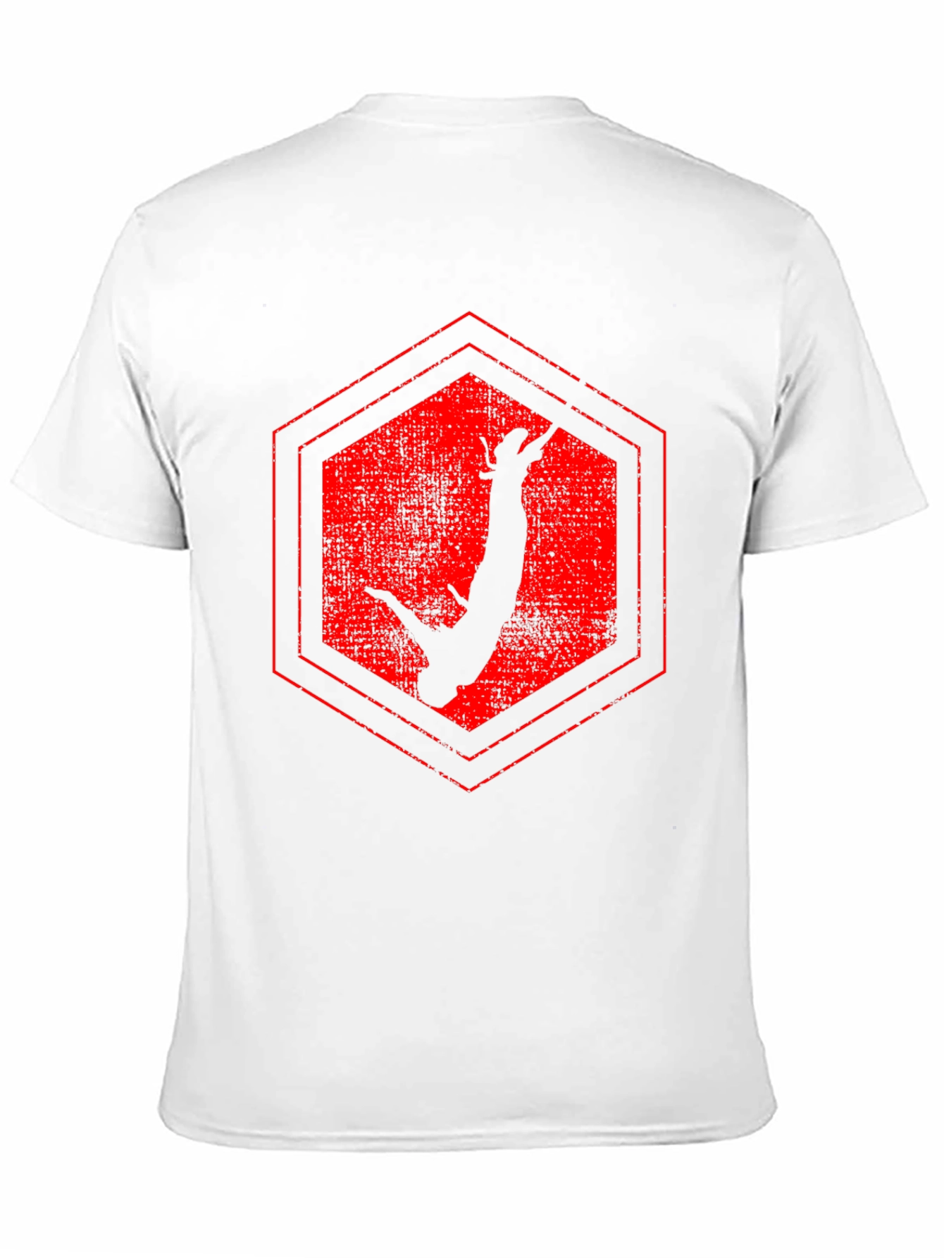 Red Hex Bungee Jumper Black T-Shirt - 11