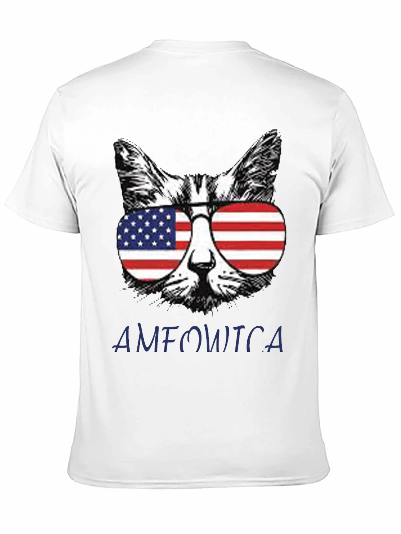 Black Patriotic Cat T-Shirt - "AMFOWTCA" Design view 11