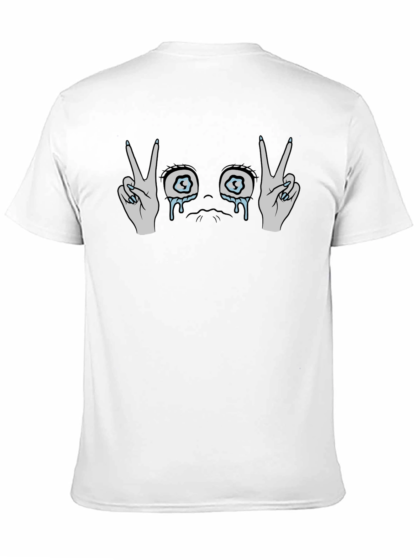Black Crying Eyes Peace Sign Black T-Shirt view 11